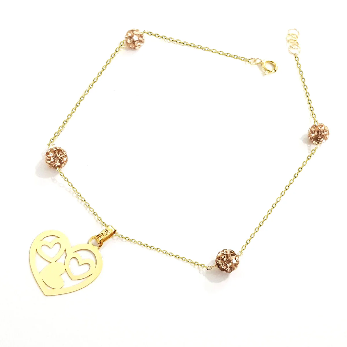 18K Pure Gold Heart Bracelet - Image 2
