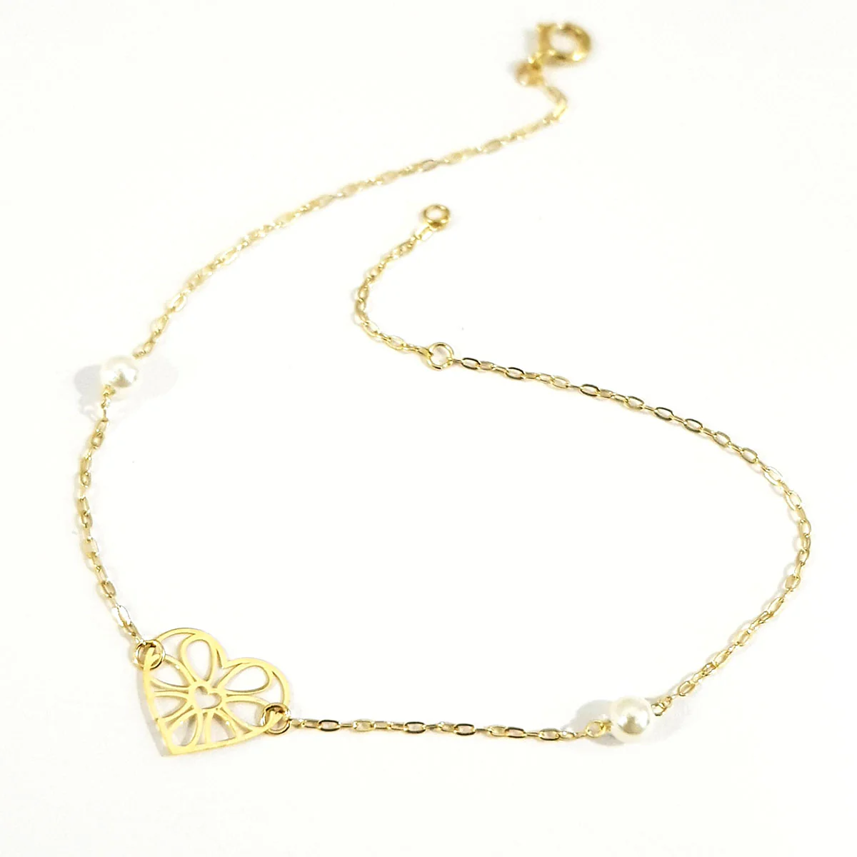 18K Pure Gold Heart Bracelet