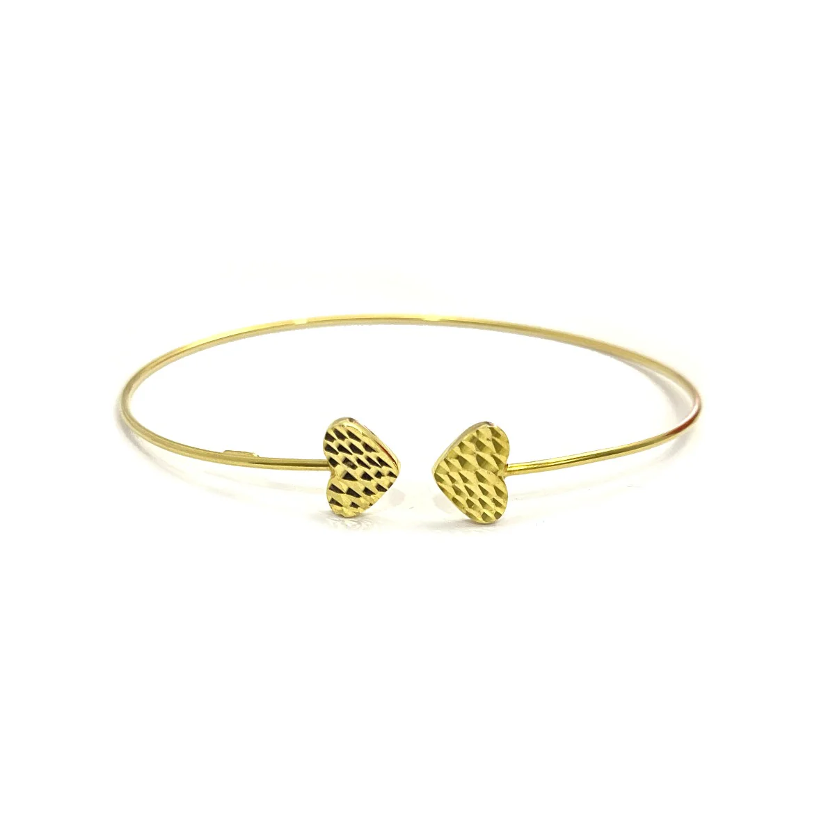 18K Pure Gold Heart Design Bangle