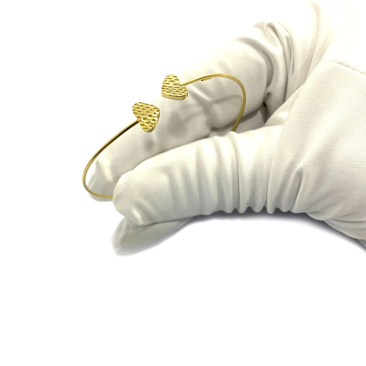 18K Pure Gold Heart Design Bangle - Image 3