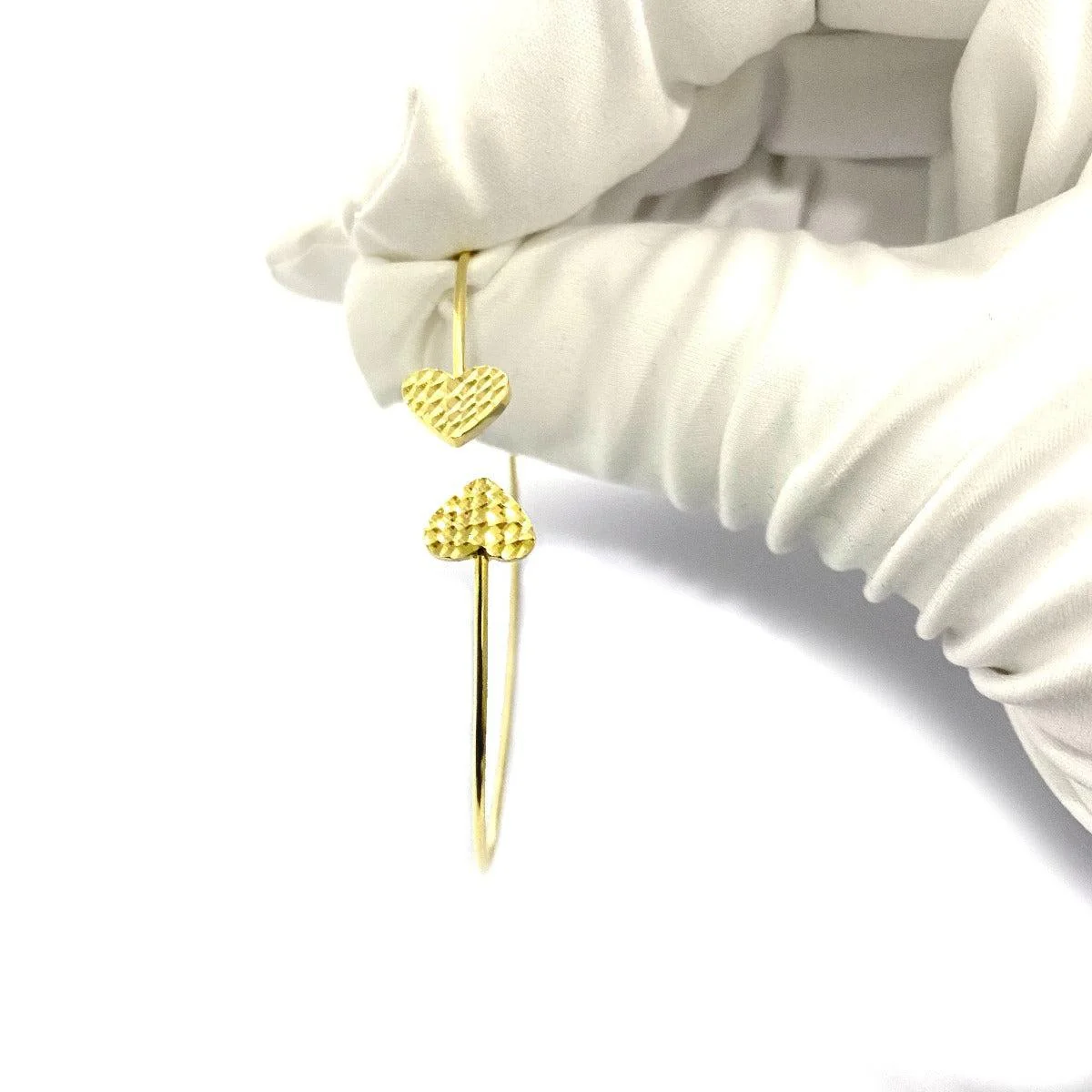 18K Pure Gold Heart Design Bangle - Image 4