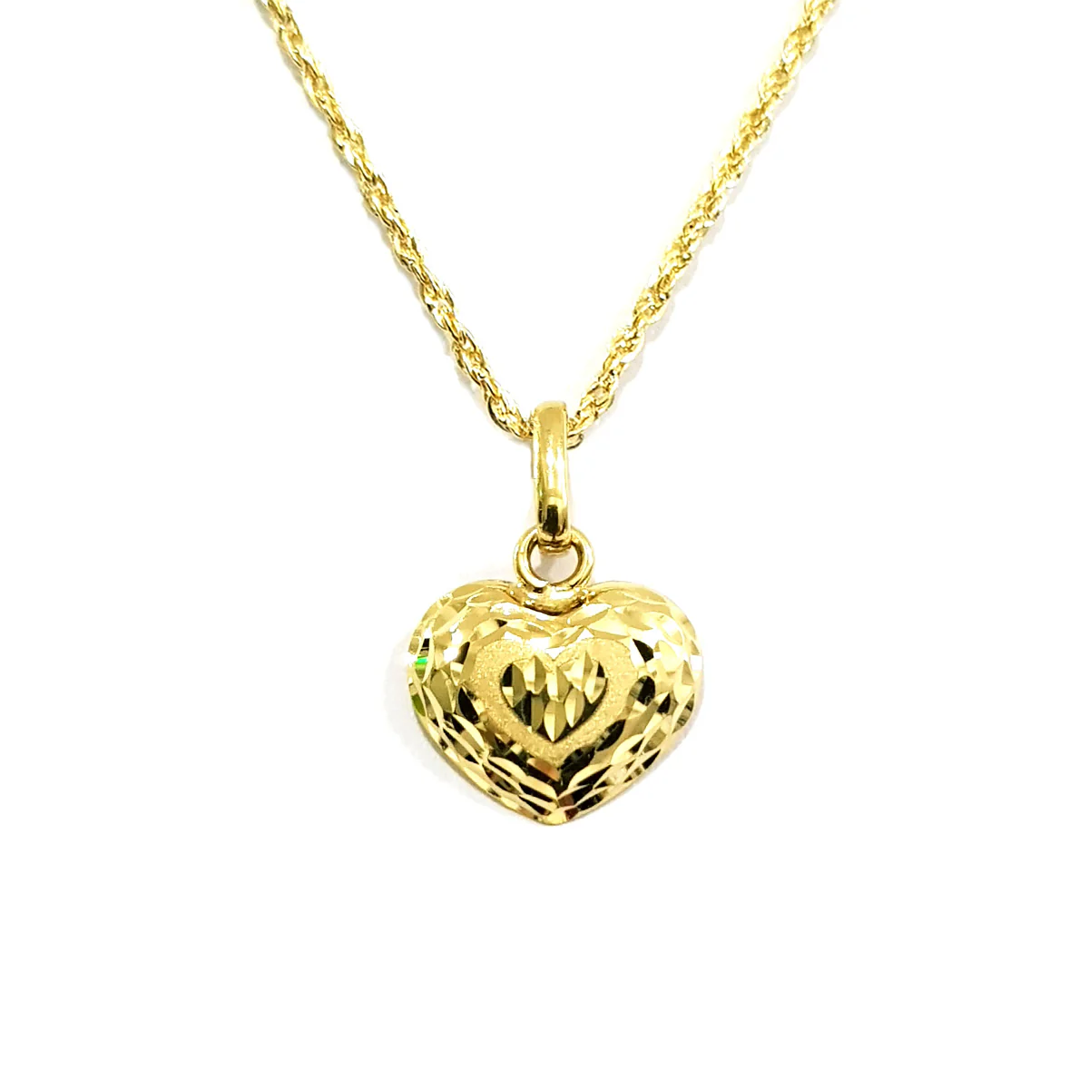 18K Pure Gold Heart Design Necklace
