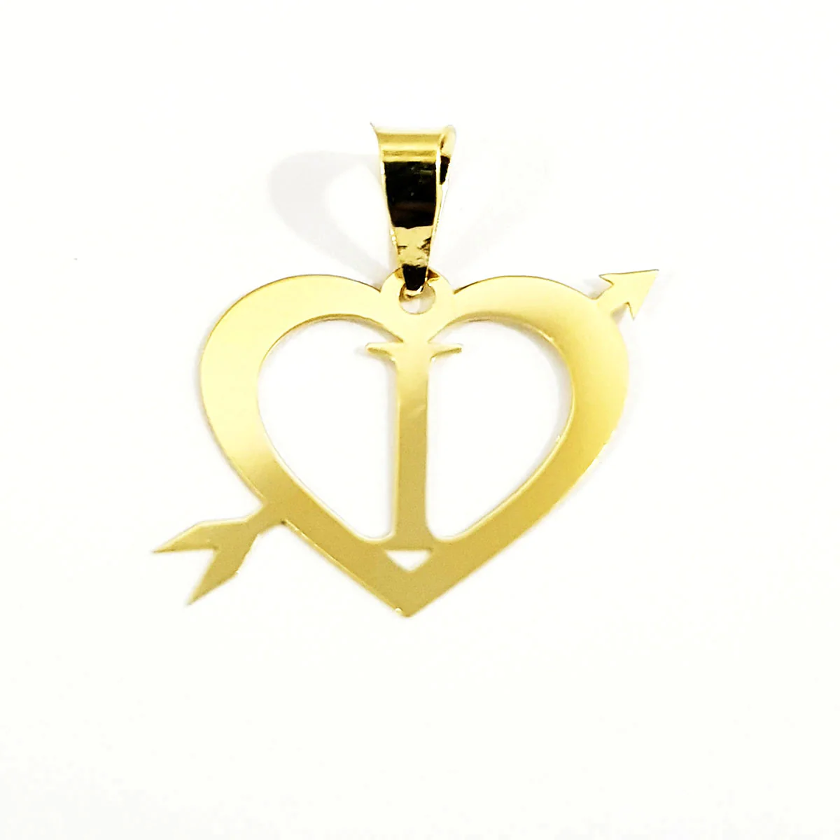 18K Pure Gold Heart Letter I Design Necklace - Image 2