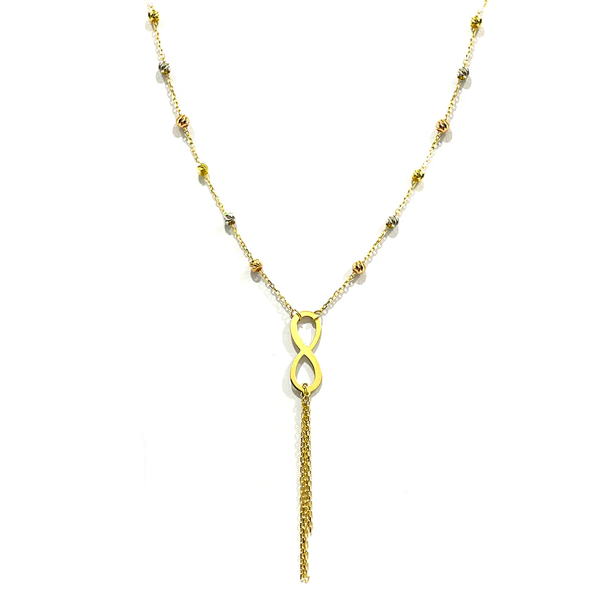 18K Pure Gold Infinity w/ Beads Necklace
