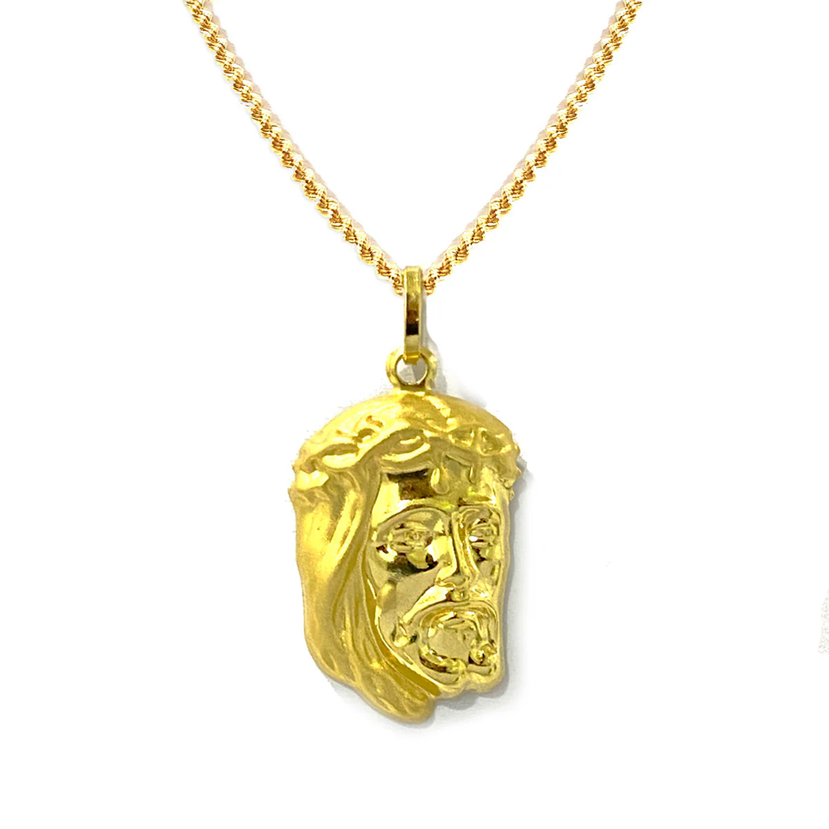 18K Pure Gold Jesus Face Design Necklace