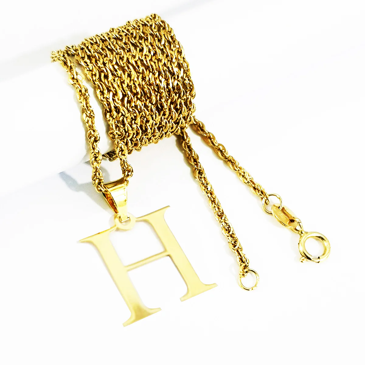 18K Pure Gold Letter H Design Necklace - Image 3