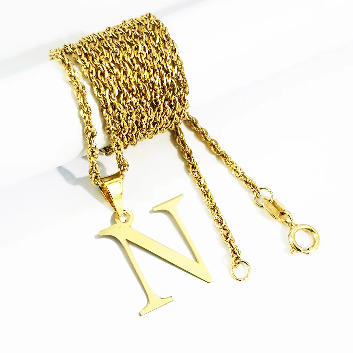 18K Pure Gold Letter N Design Necklace - Image 3