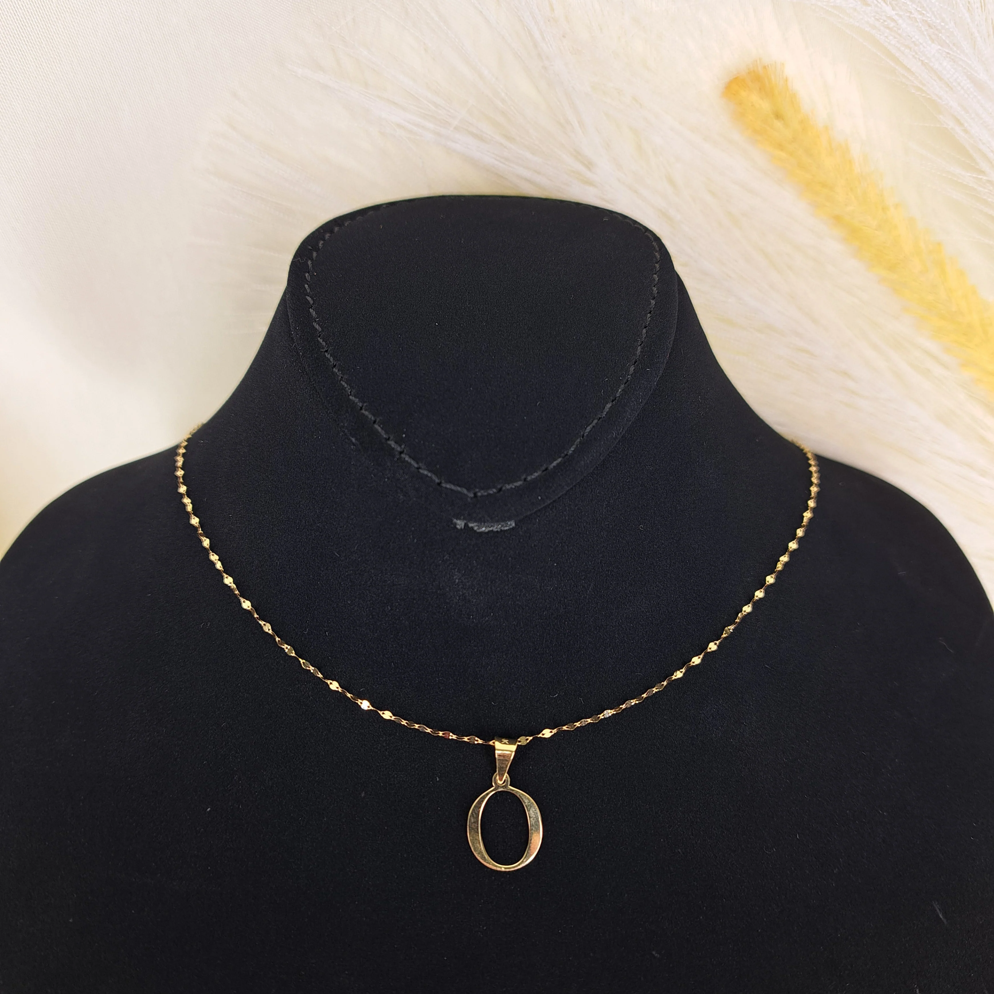 18K Pure Gold Letter O Design Necklace - Image 6