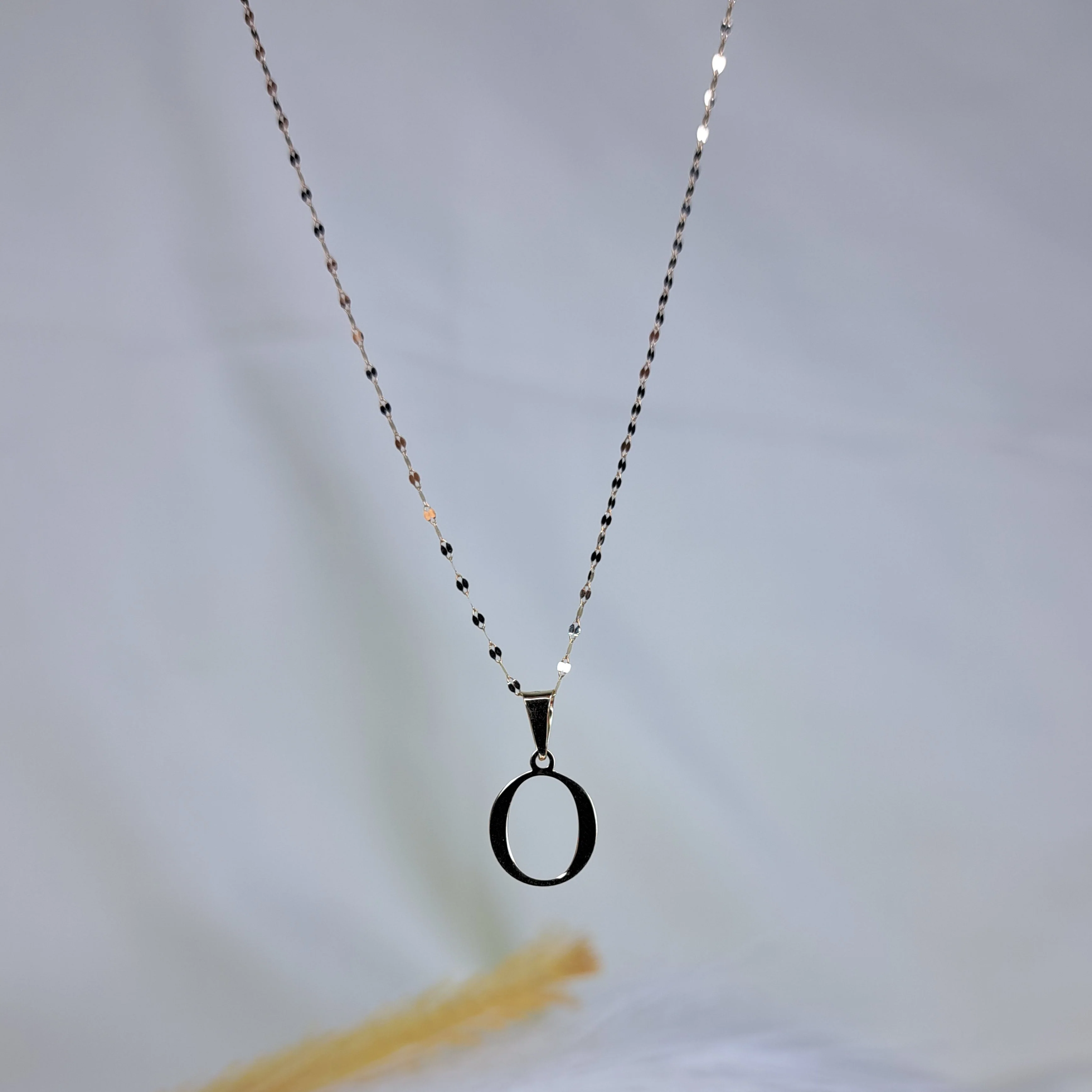18K Pure Gold Letter O Design Necklace - Image 7