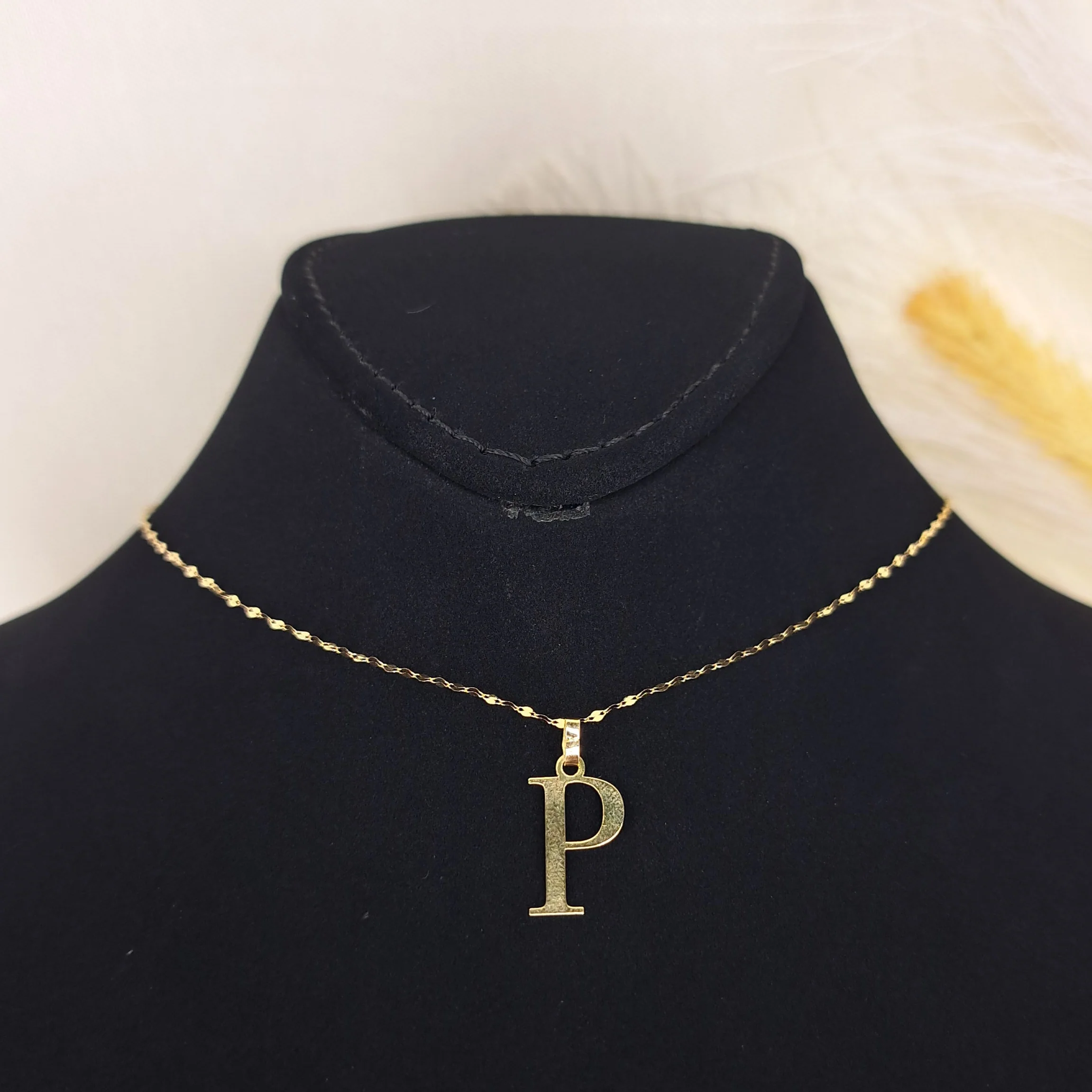 18K Pure Gold Letter P Design Necklace