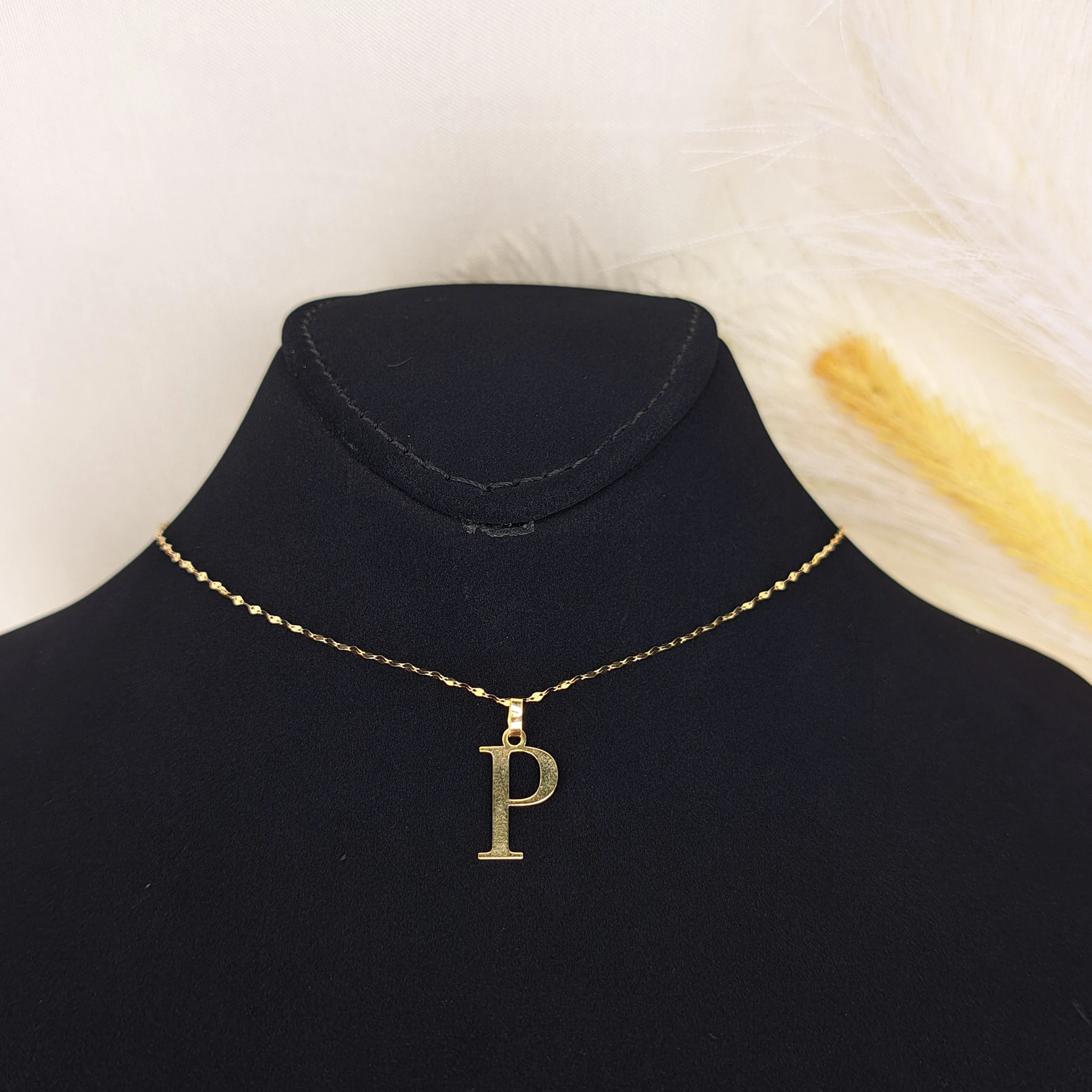 18K Pure Gold Letter P Design Necklace - Image 2