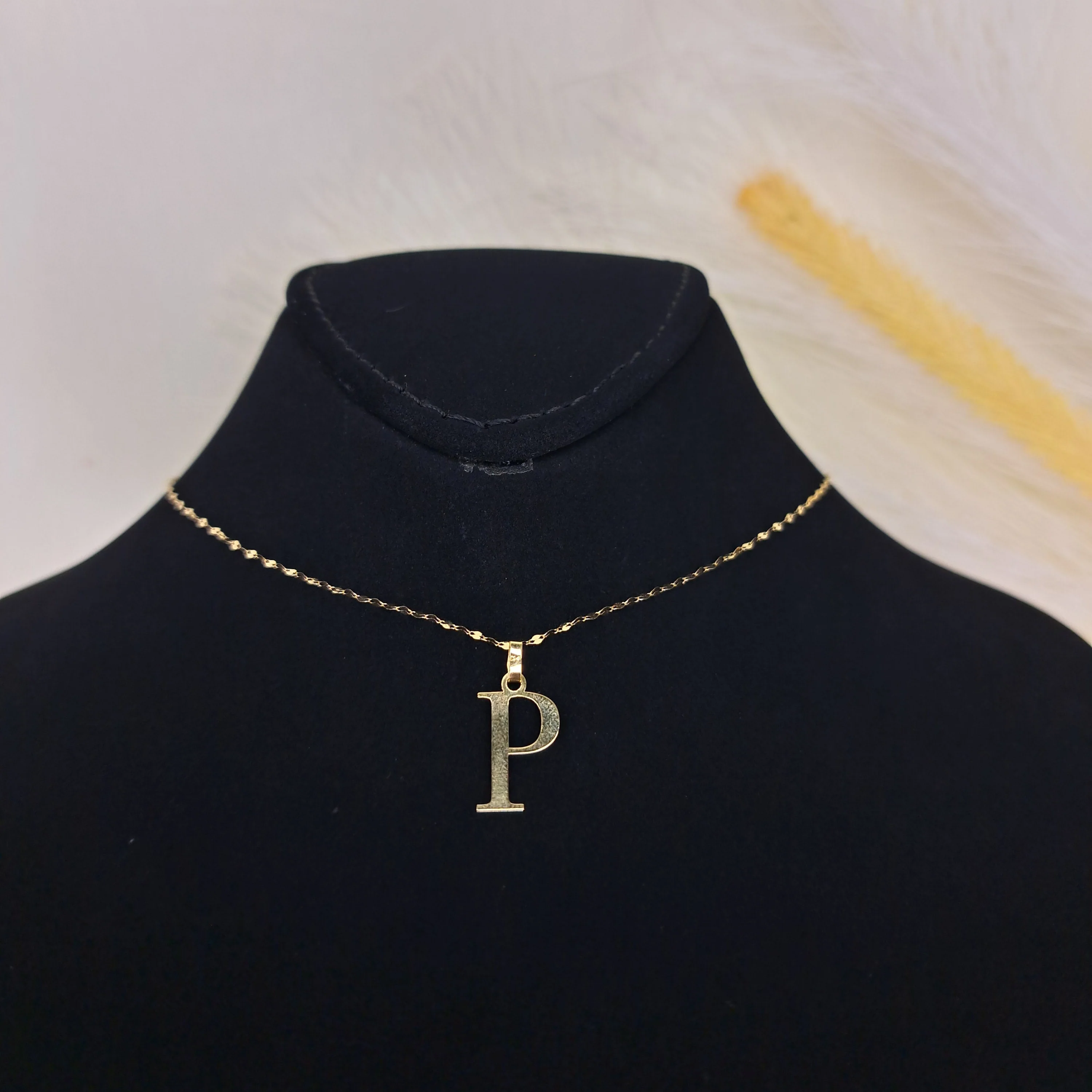 18K Pure Gold Letter P Design Necklace - Image 5