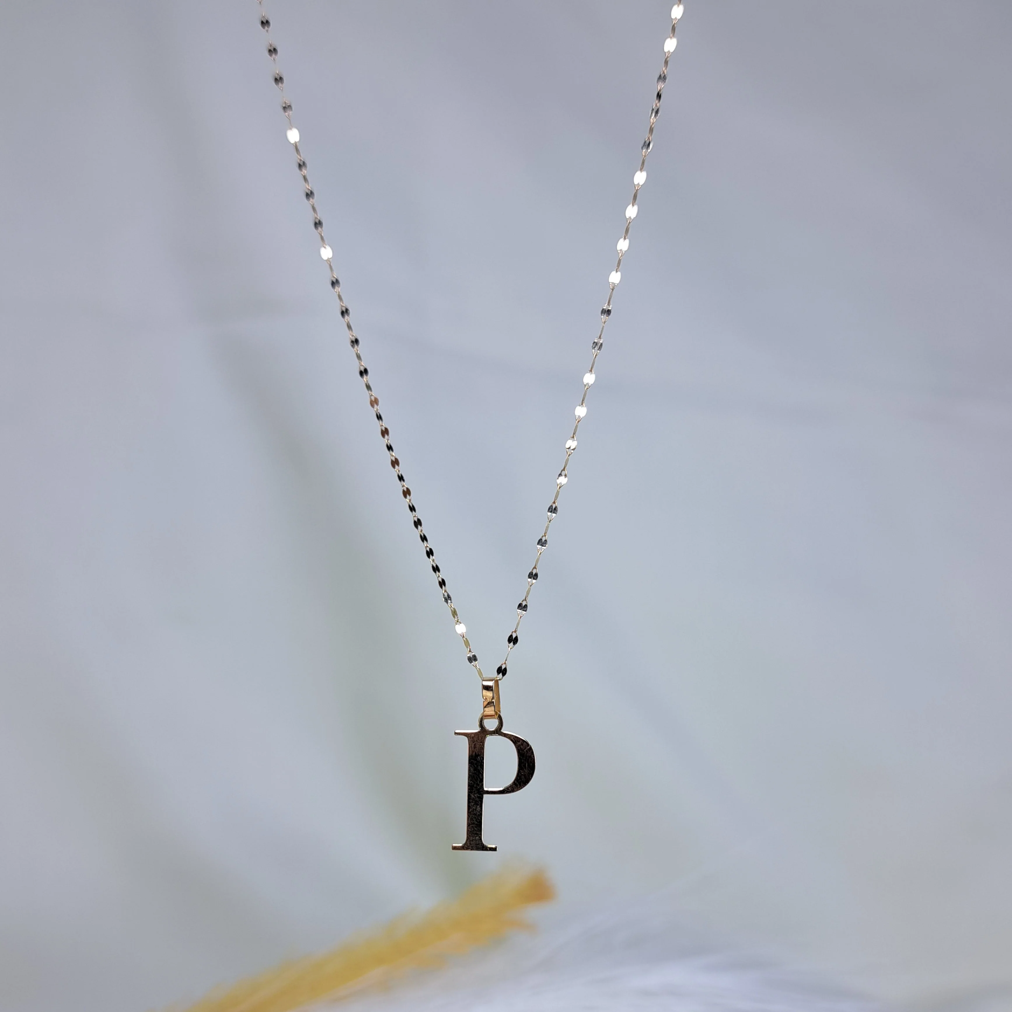 18K Pure Gold Letter P Design Necklace - Image 6