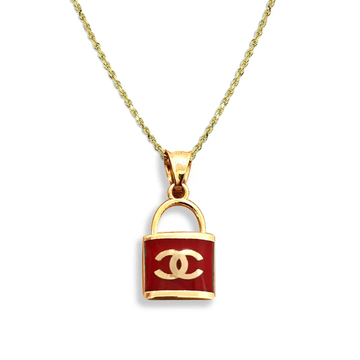 18K Pure Gold Lock Necklace - Image 2
