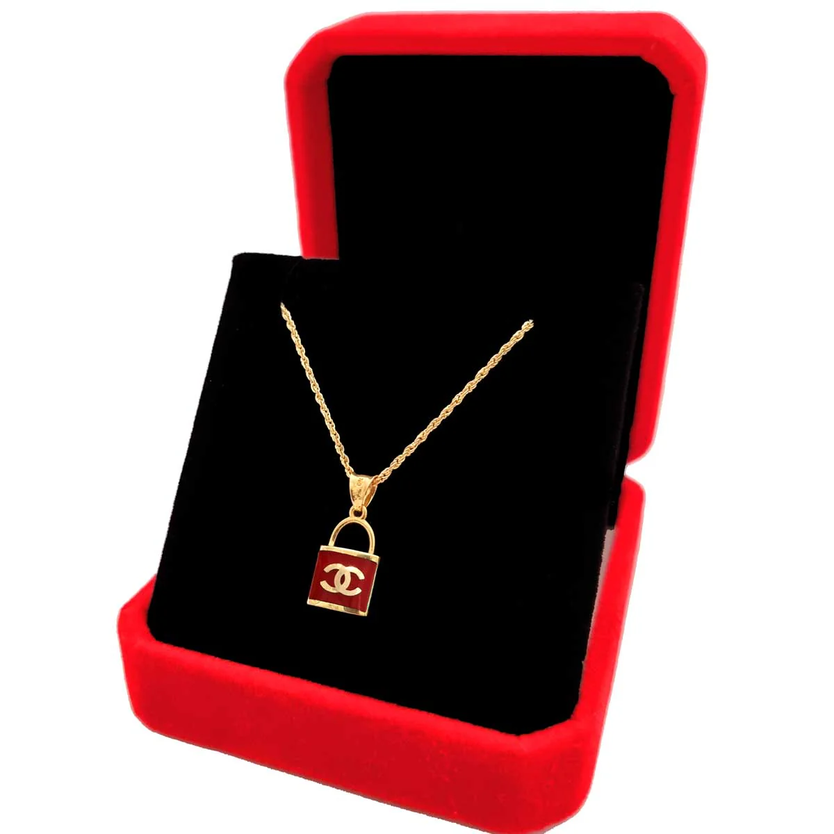 18K Pure Gold Lock Necklace - Image 3