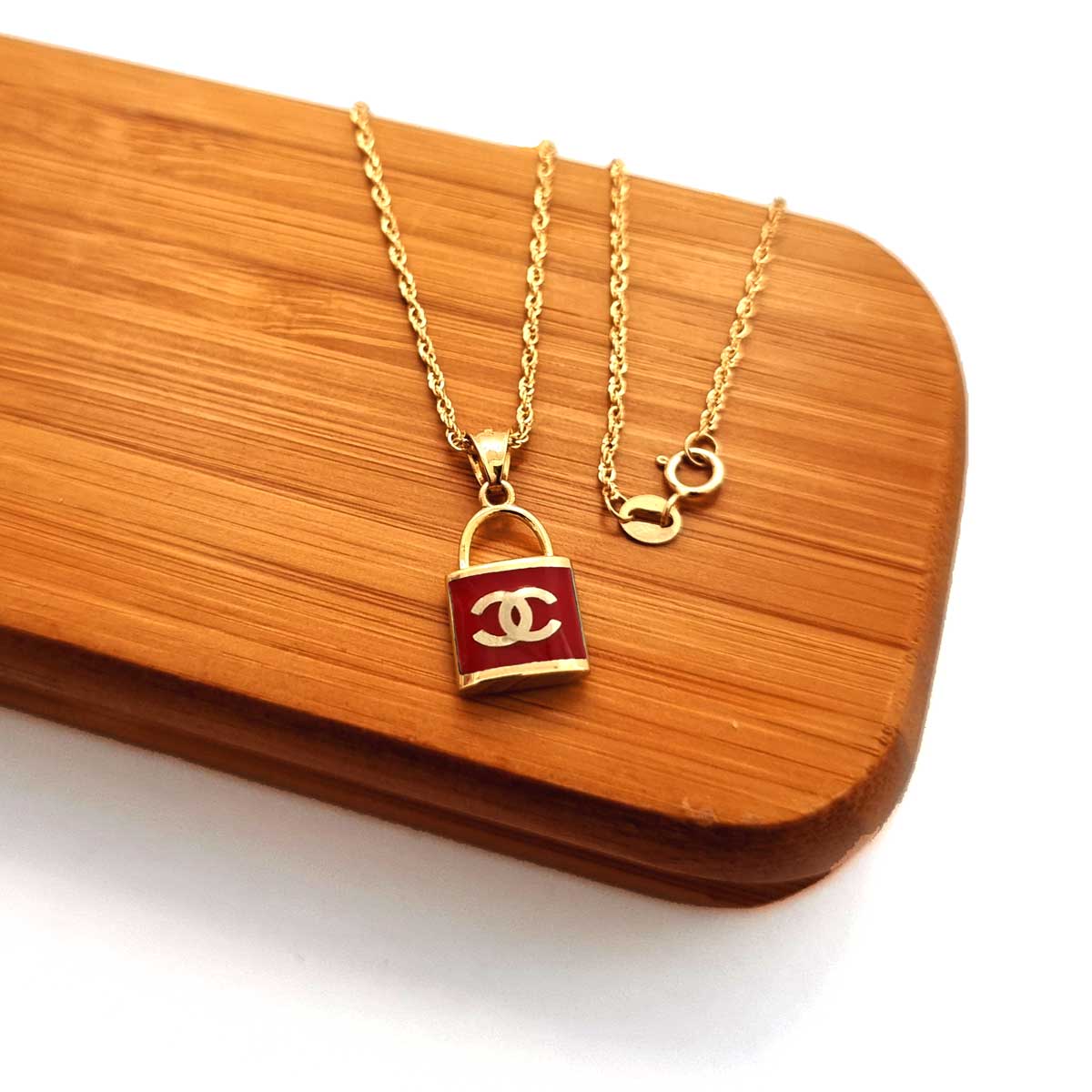 18K Pure Gold Lock Necklace - Image 4
