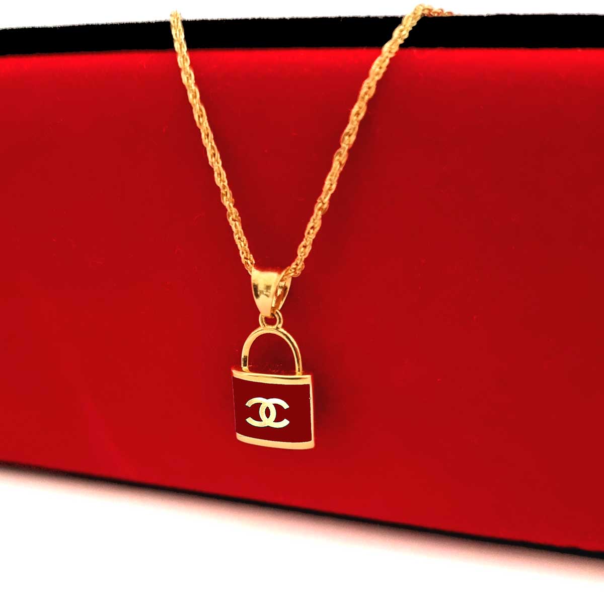 18K Pure Gold Lock Necklace - Image 5