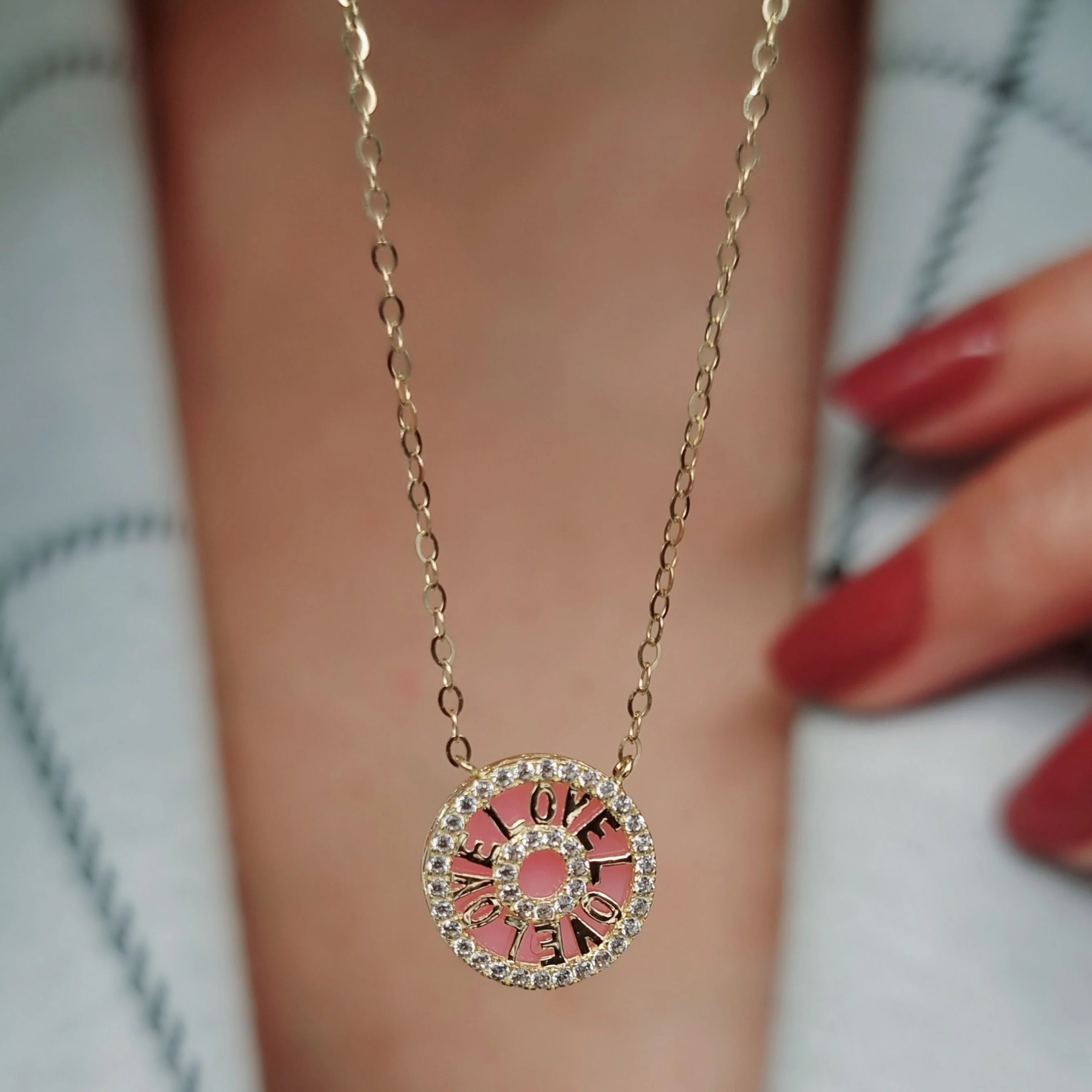 18K Pure Gold Love Necklace - Image 2
