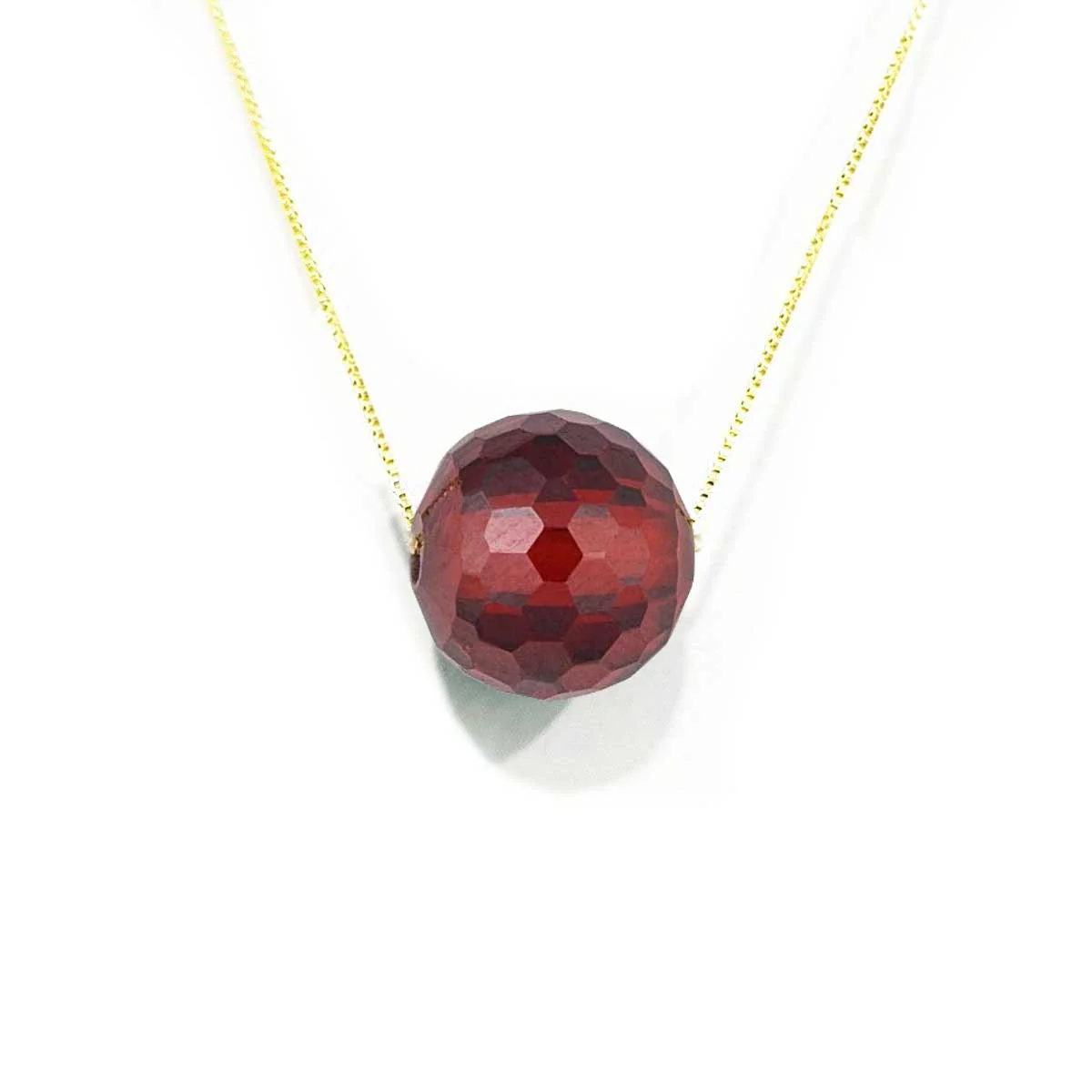 18K Pure Gold Maroon Ball Necklace