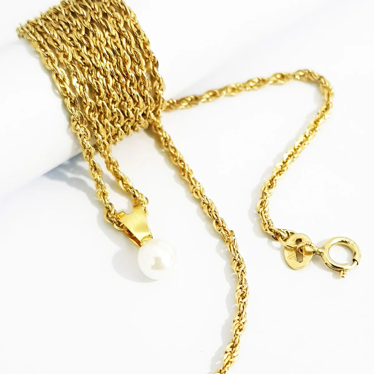 18K Pure Gold Pearl Necklace - Image 3