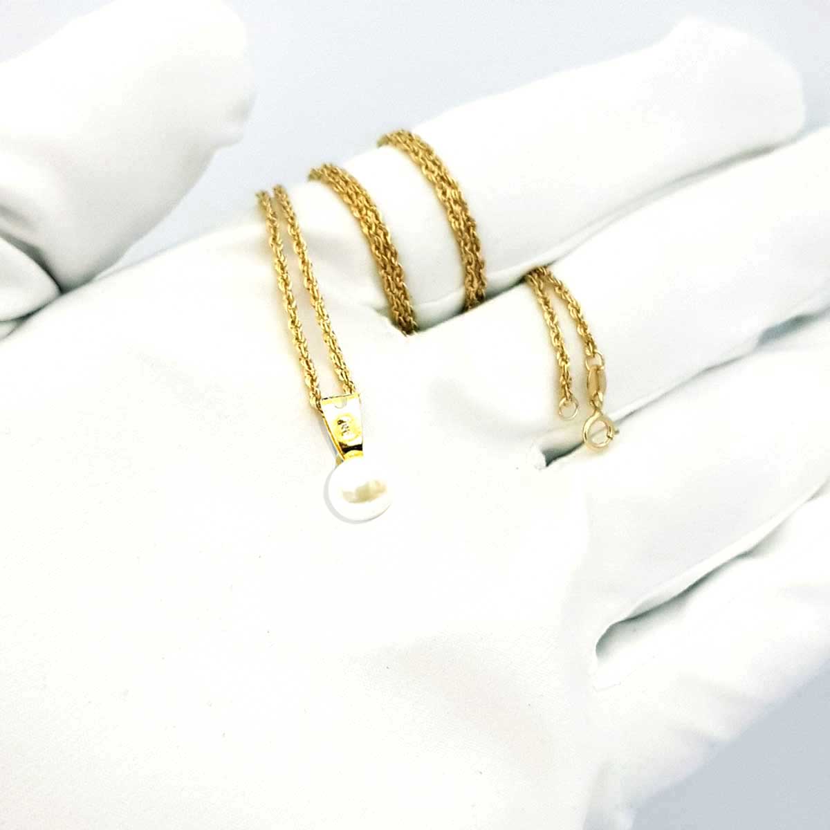 18K Pure Gold Pearl Necklace - Image 5