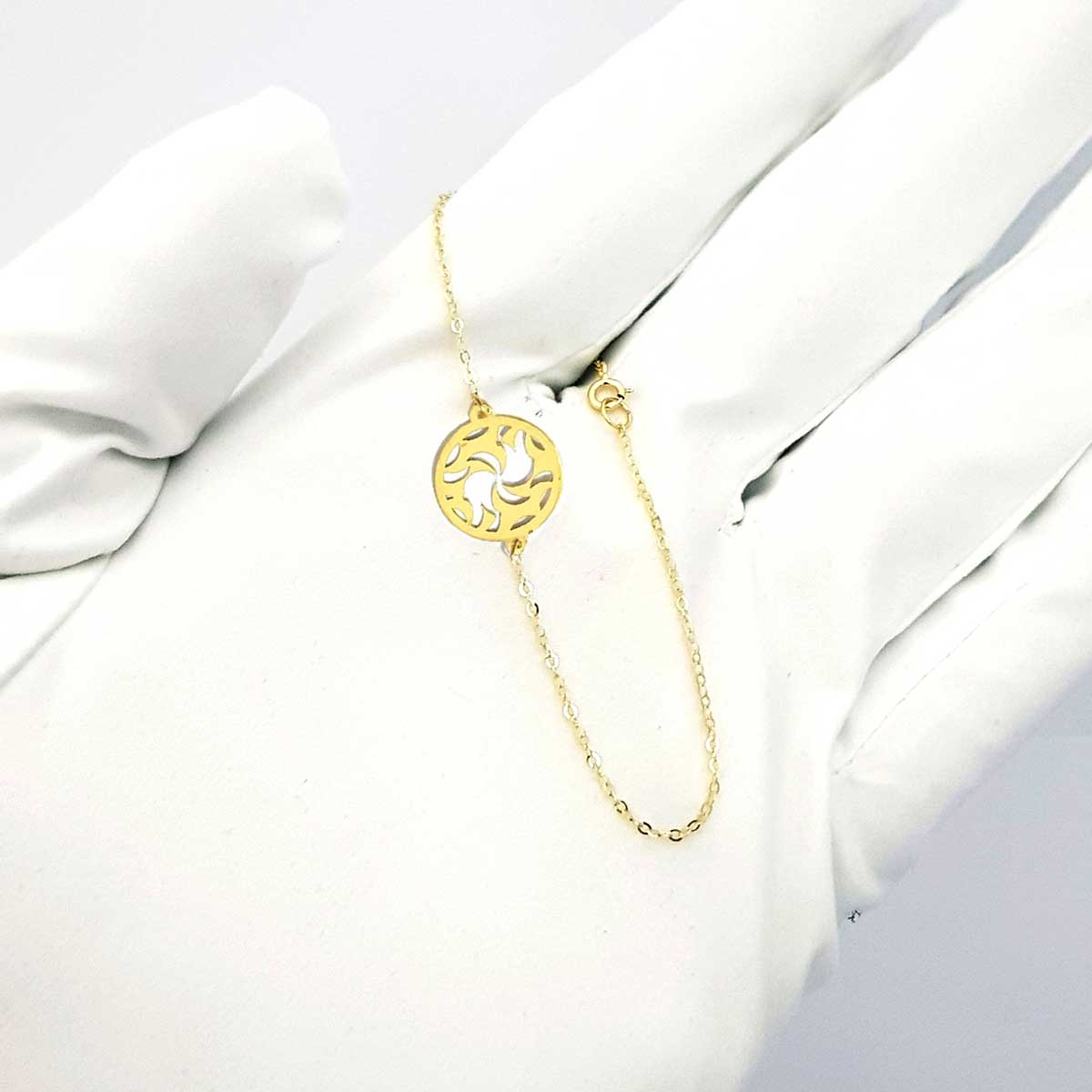 18K Pure Gold Round Design Bracelet - Image 5