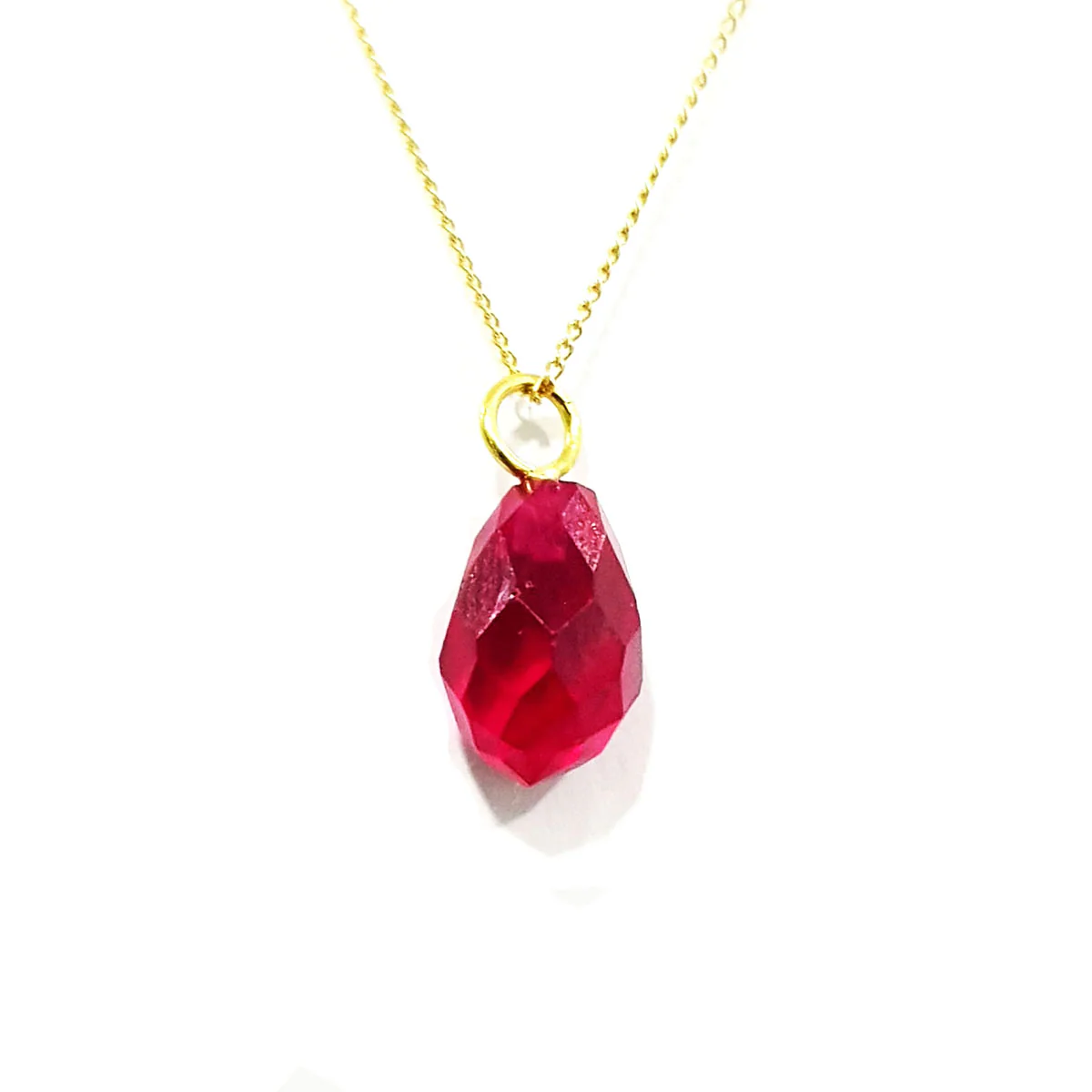 18K Pure Gold Ruby Stone Necklace
