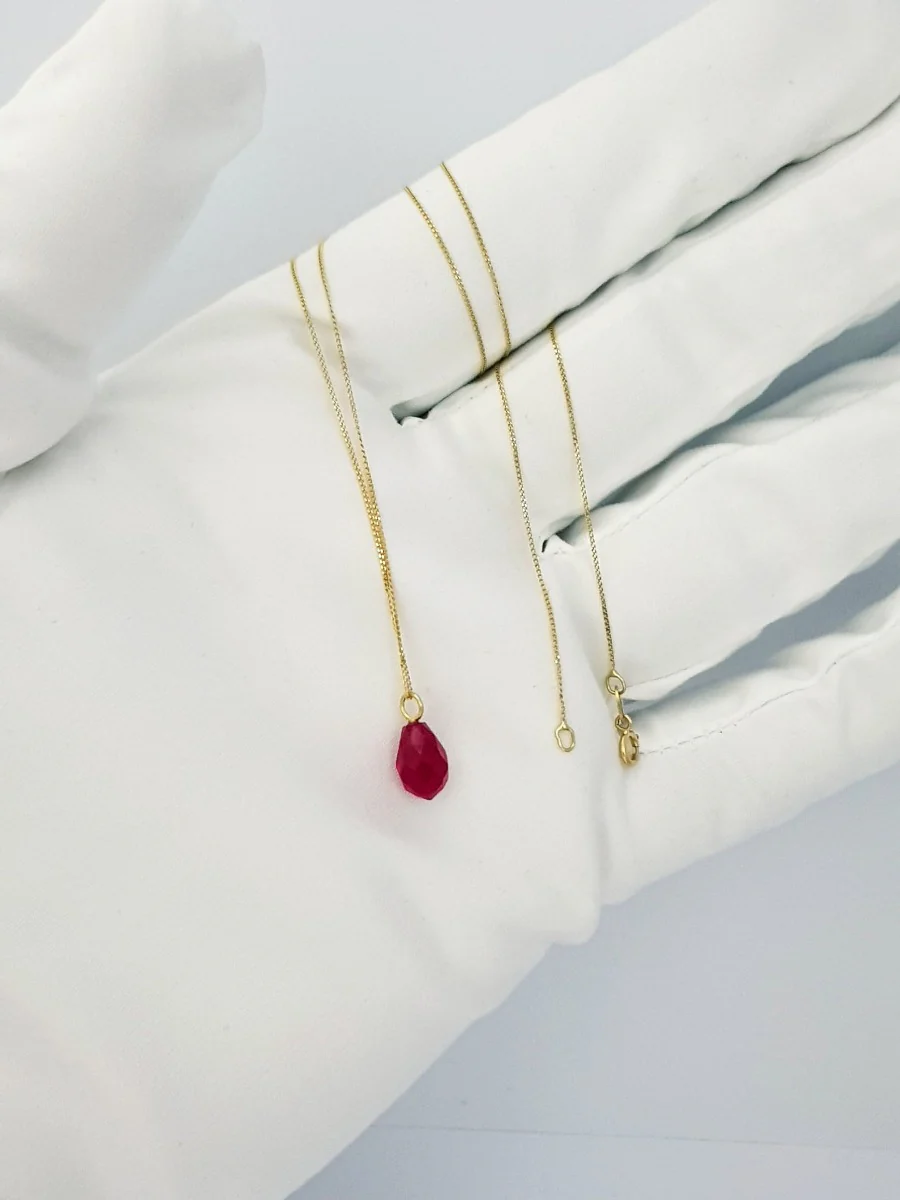 18K Pure Gold Ruby Stone Necklace - Image 4