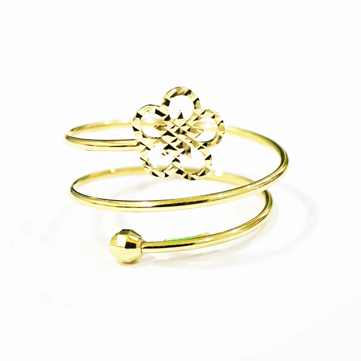 18K Pure Gold Spiral Flower Ring