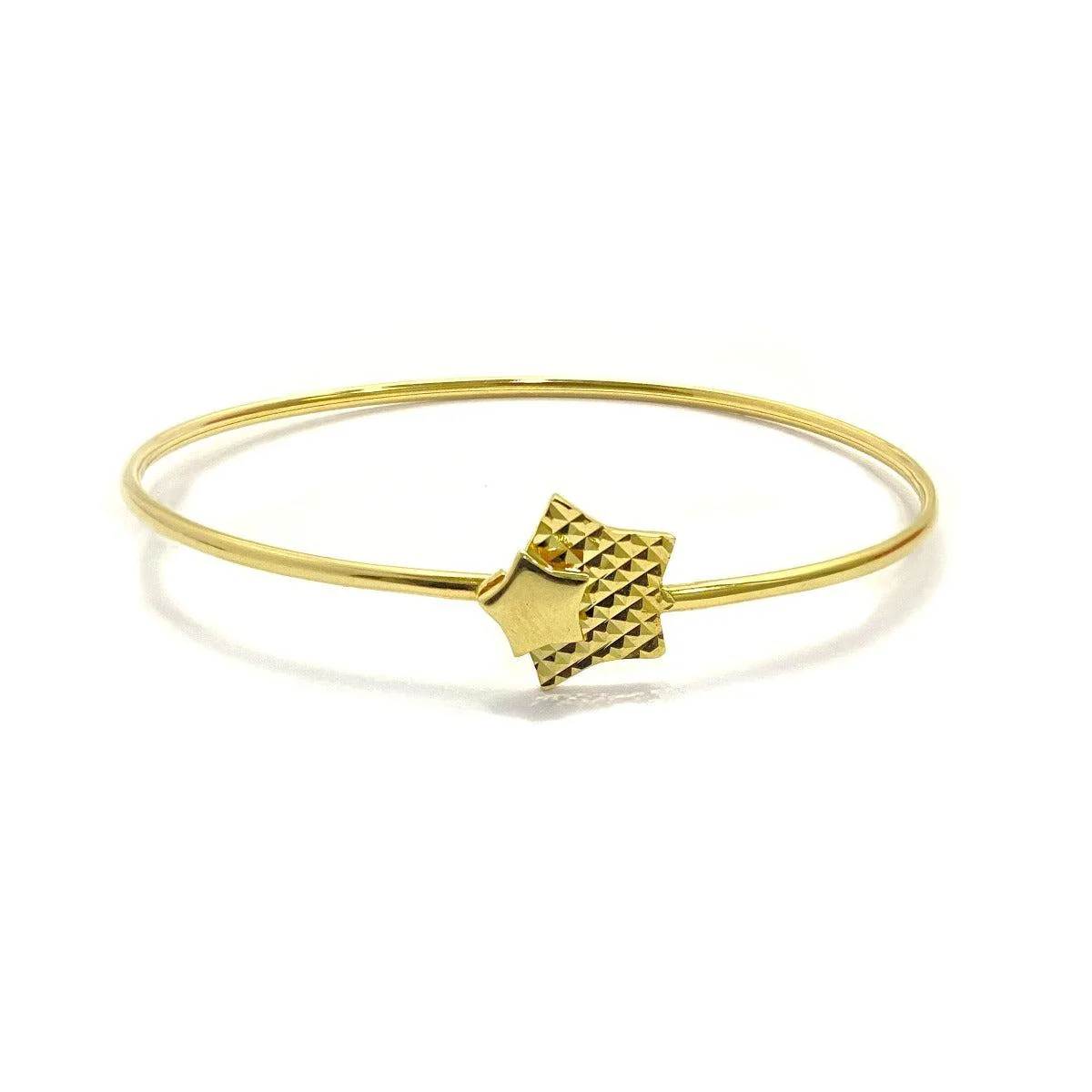 18K Pure Gold Star Design Bangle - Image 2