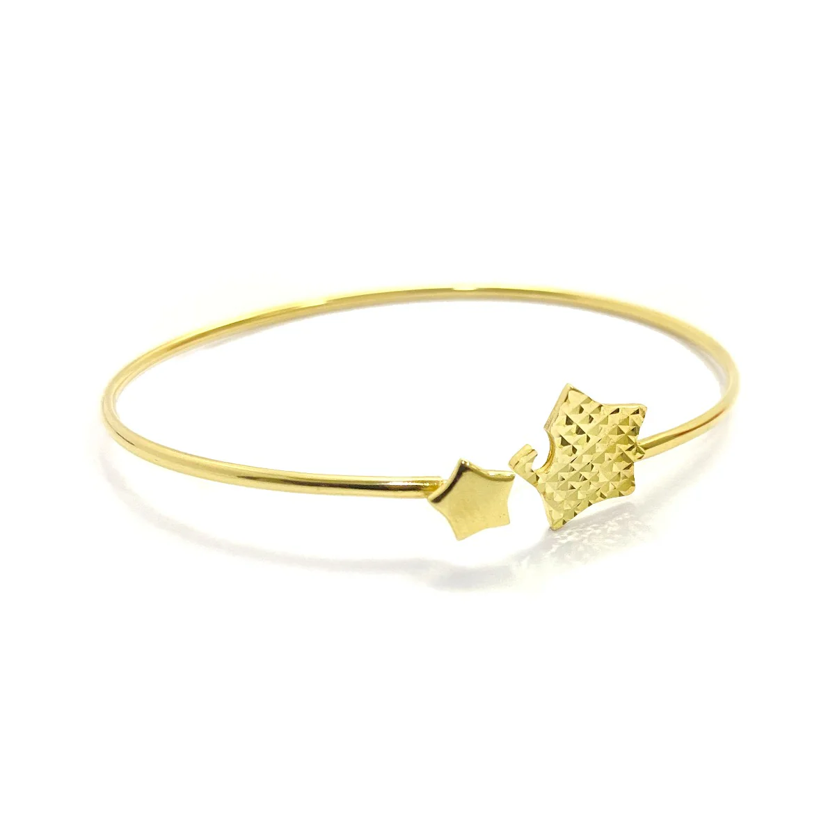 18K Pure Gold Star Design Bangle - Image 3