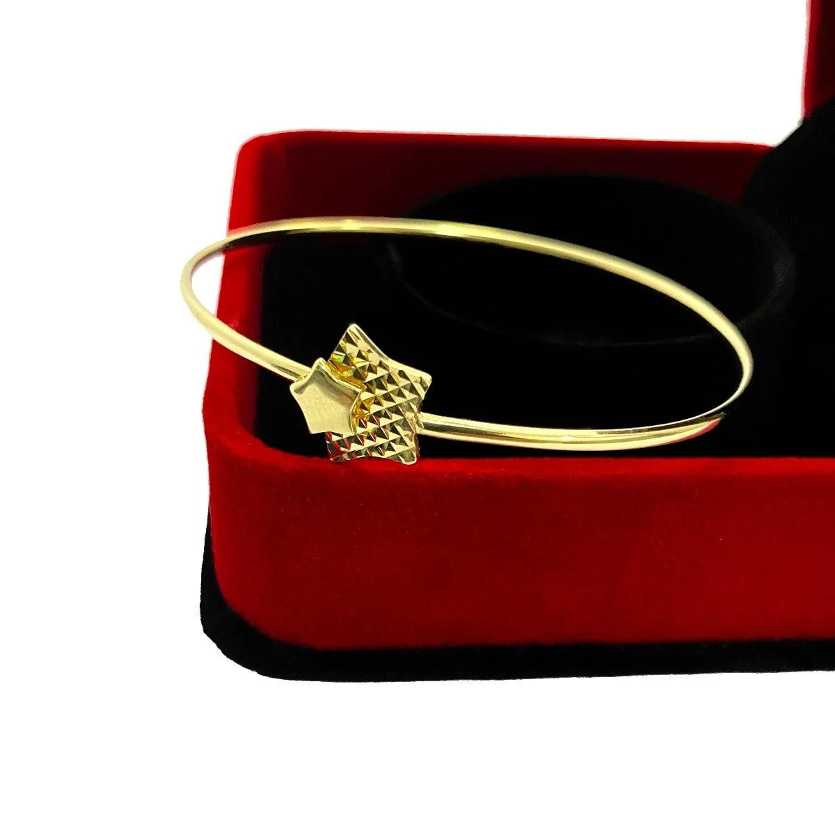 18K Pure Gold Star Design Bangle - Image 4