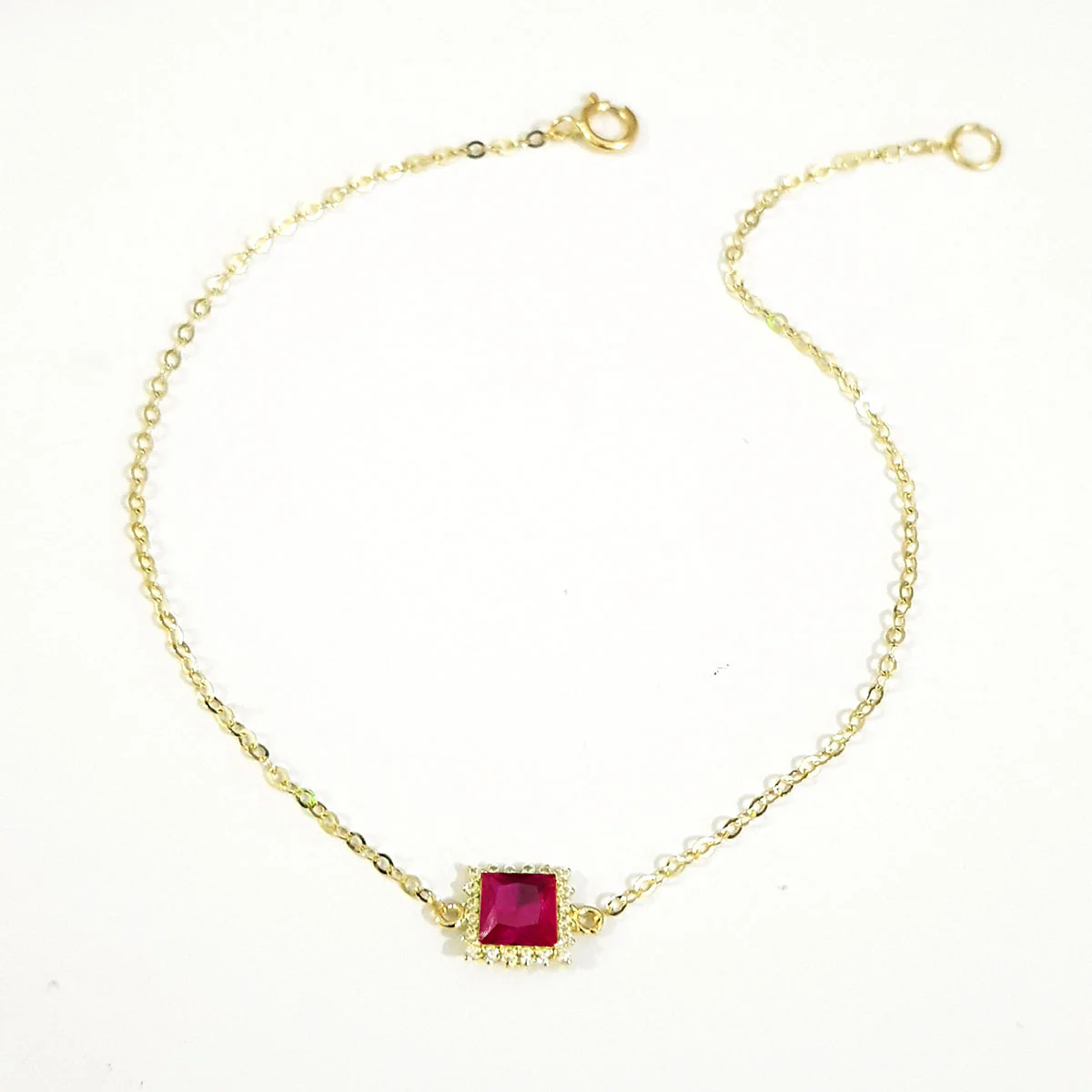 18K Pure Gold Pink Stone Bracelet - Image 2