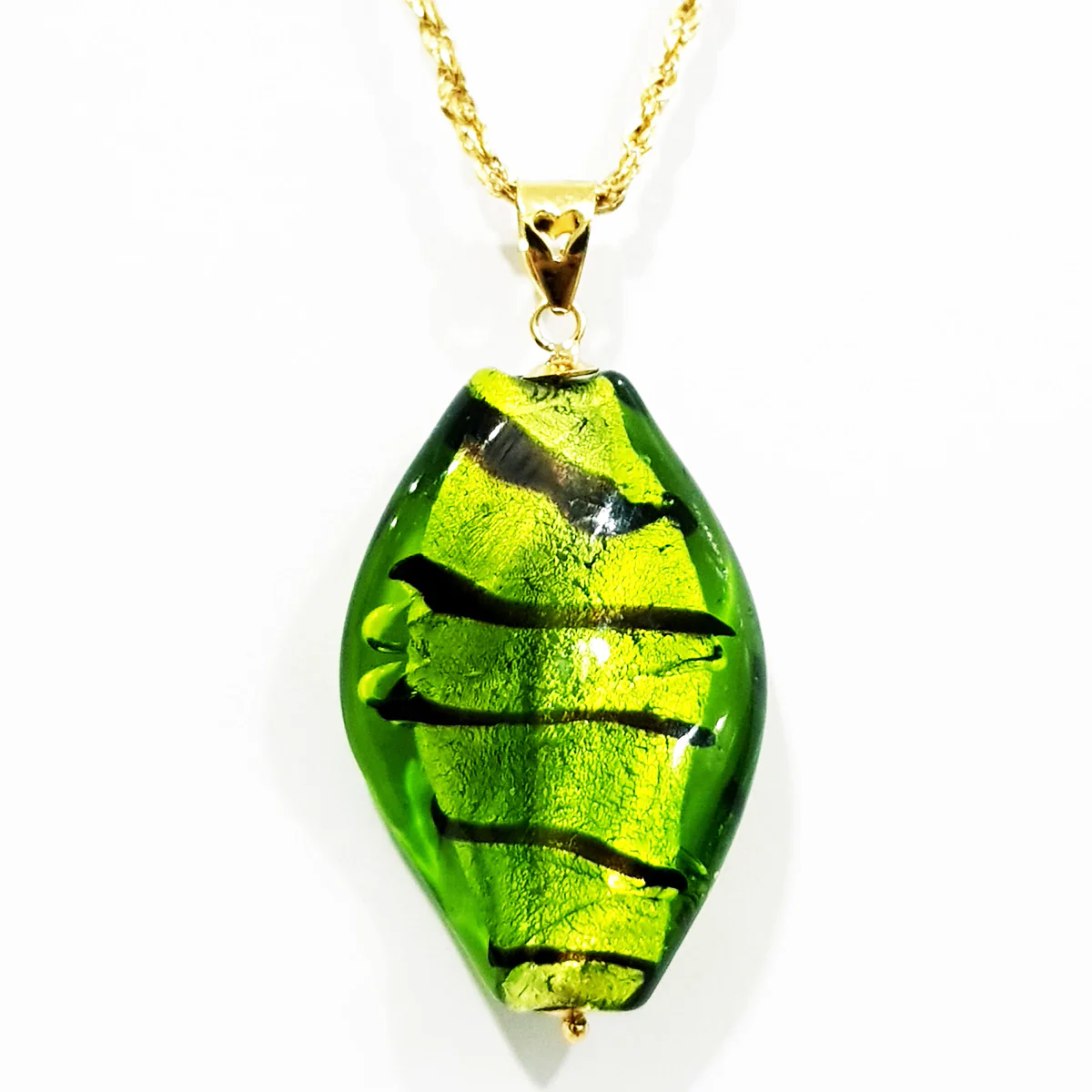 18K Pure Gold Stone Necklace