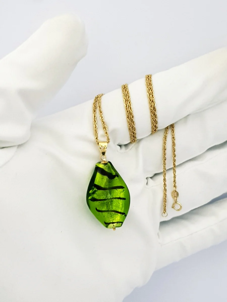 18K Pure Gold Stone Necklace - Image 4