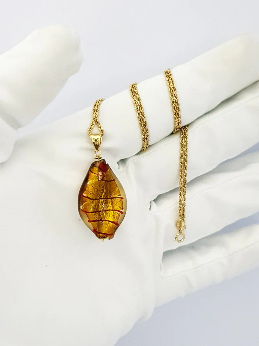 18k Pure Gold Stone Necklace - Image 4