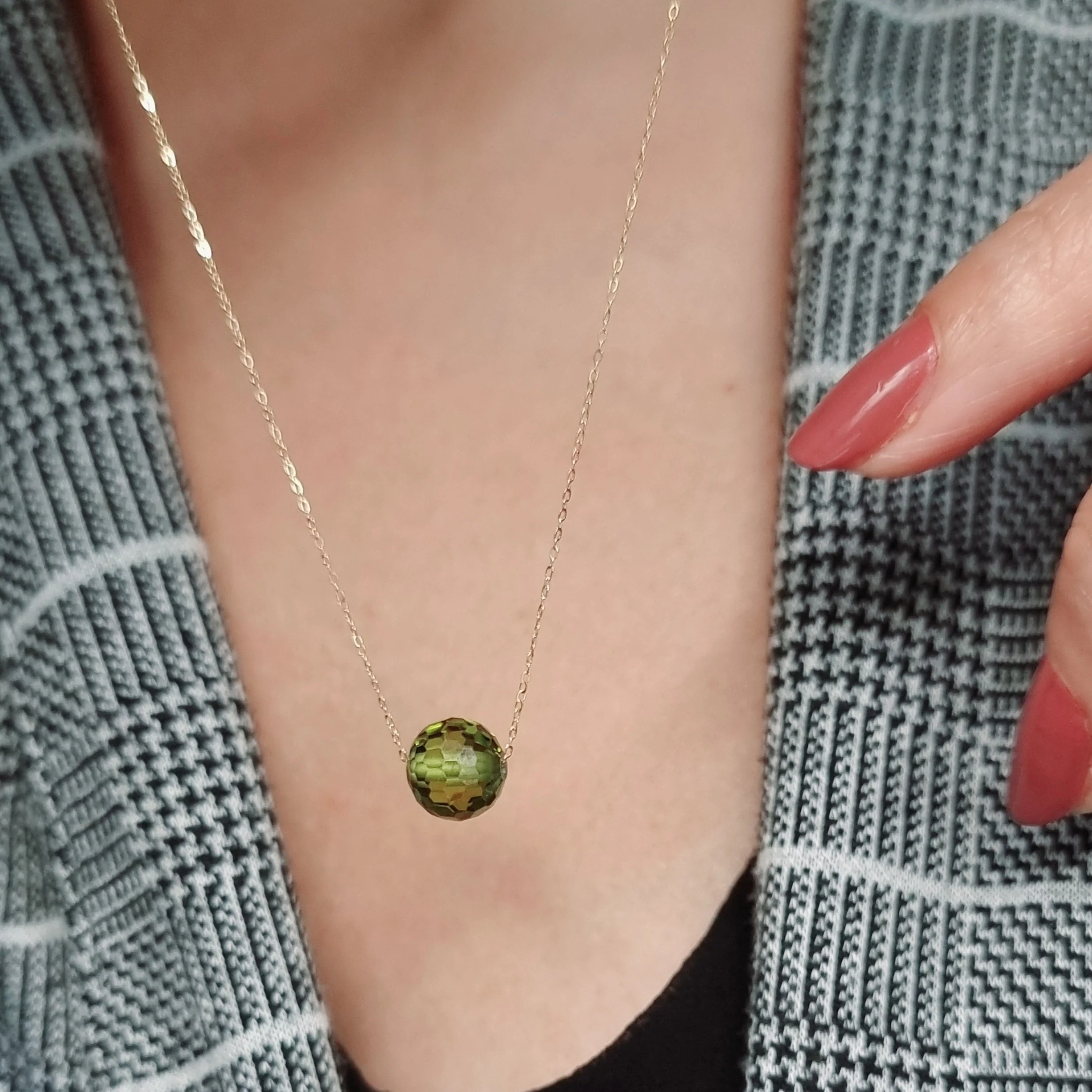 18K Pure Gold Stone Necklace - Image 3