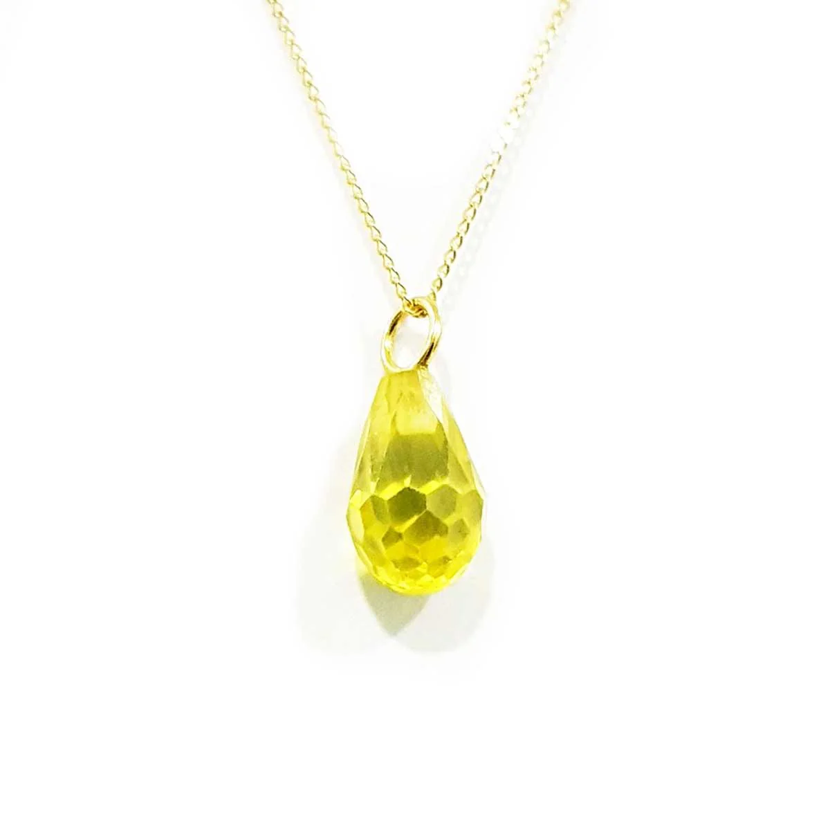 18K Pure Gold Yellow Stone Necklace