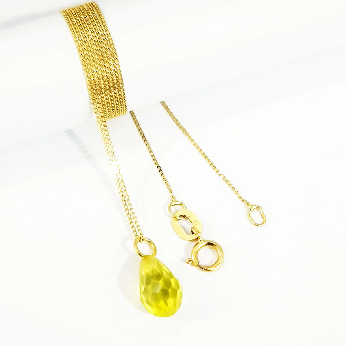 18K Pure Gold Yellow Stone Necklace - Image 3
