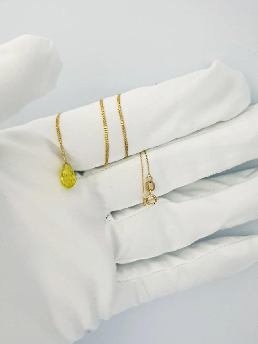 18K Pure Gold Yellow Stone Necklace - Image 4