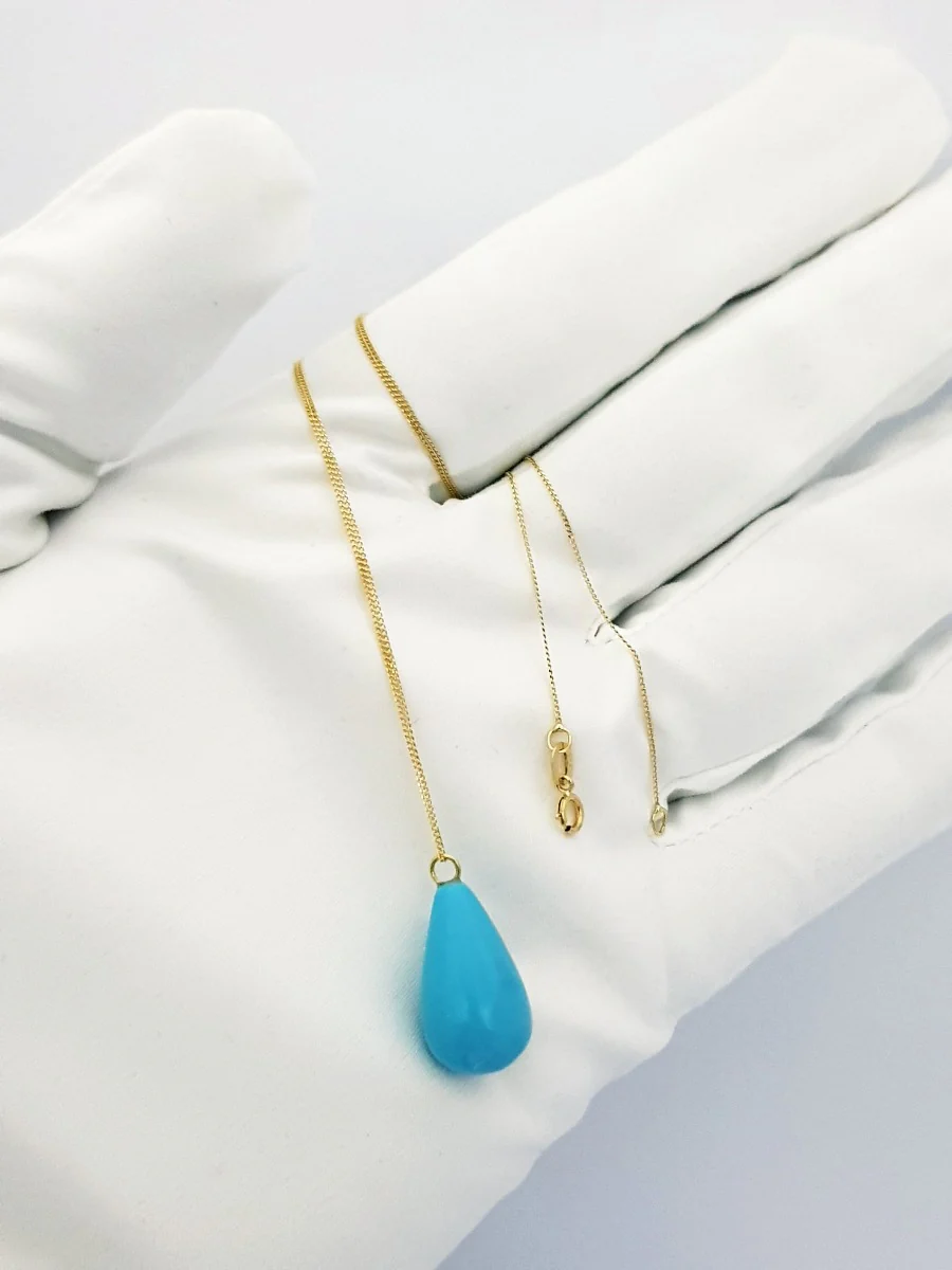 18K Pure Gold Stone Necklace - Image 4