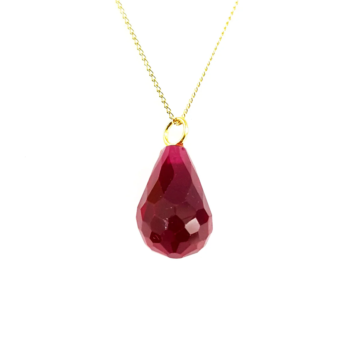 18K Pure Gold Stone Necklace
