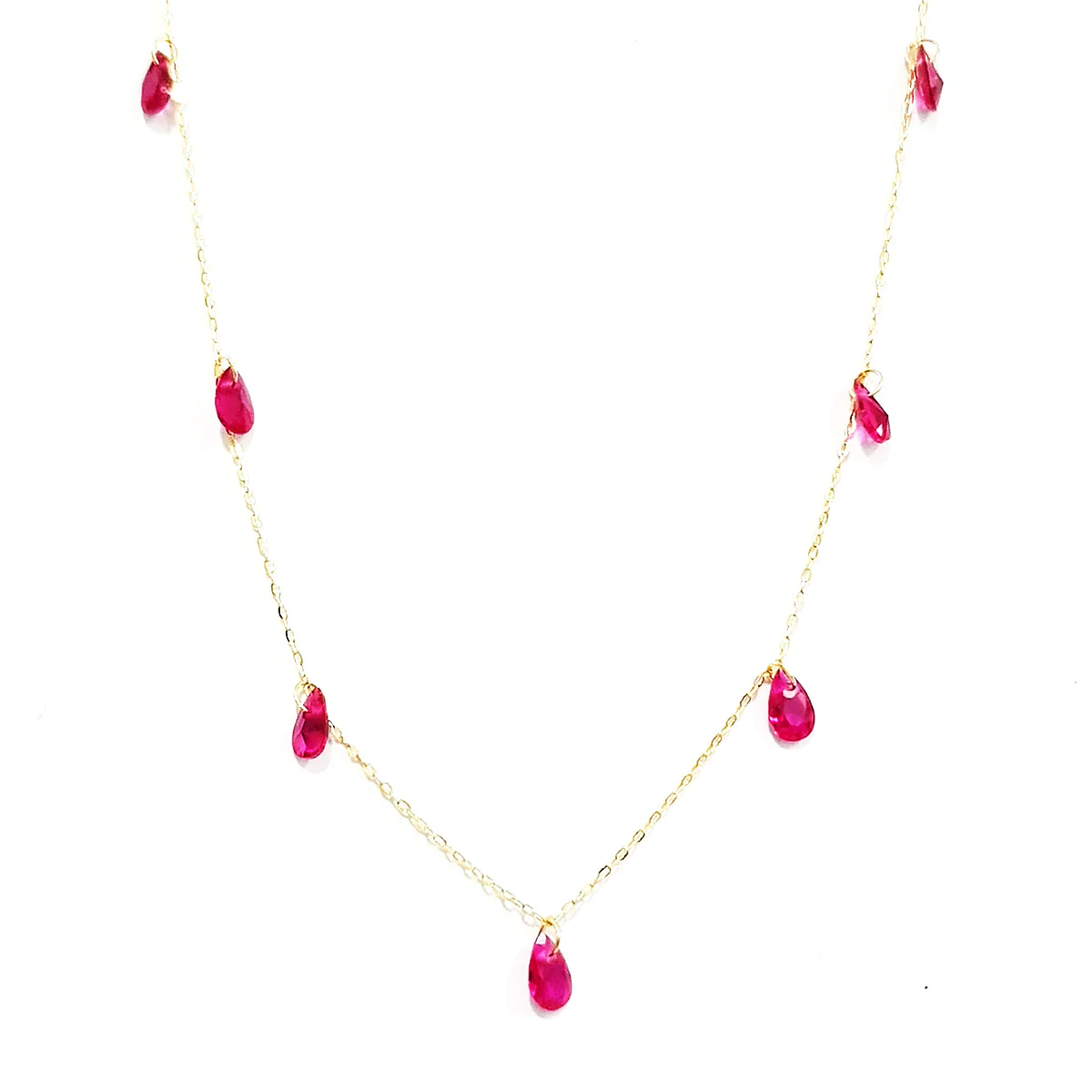 18K Pure Gold Stone Necklace