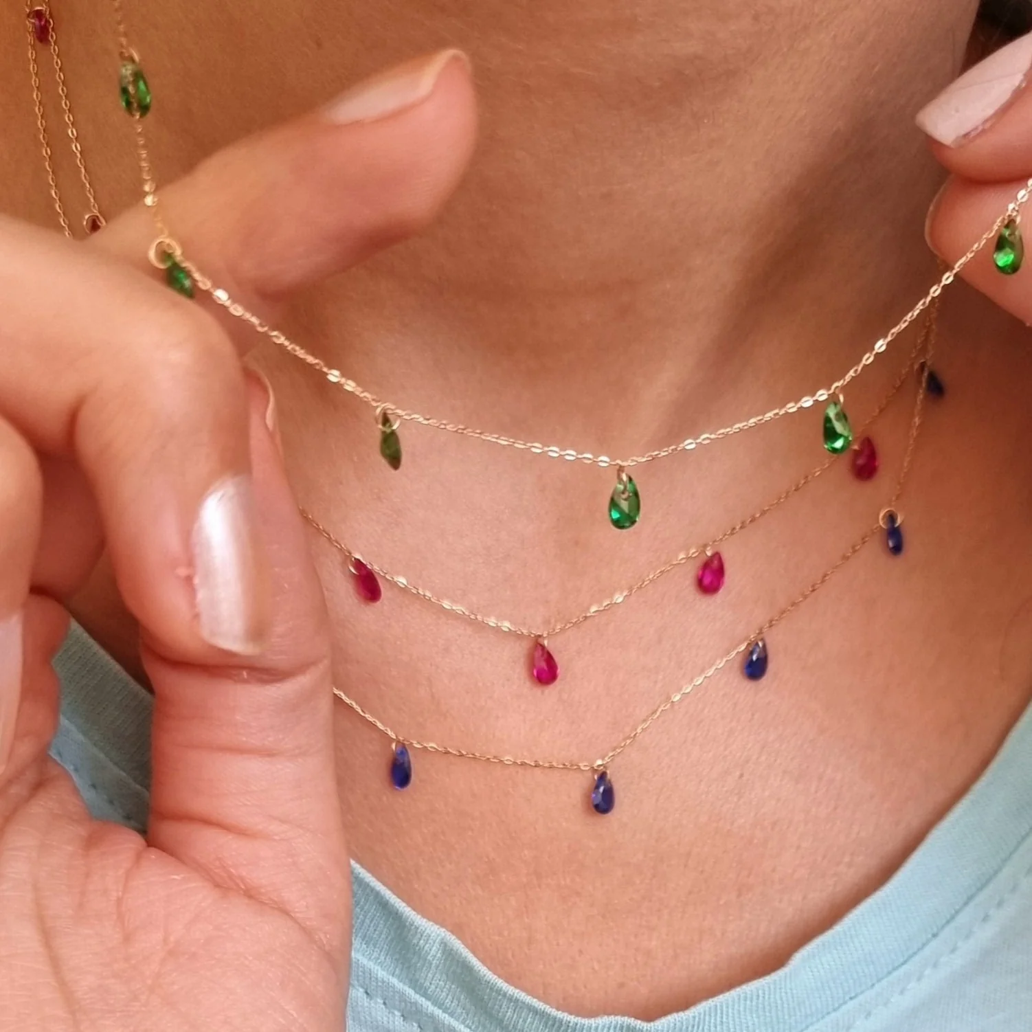 18K Pure Gold Stone Necklace - Image 2