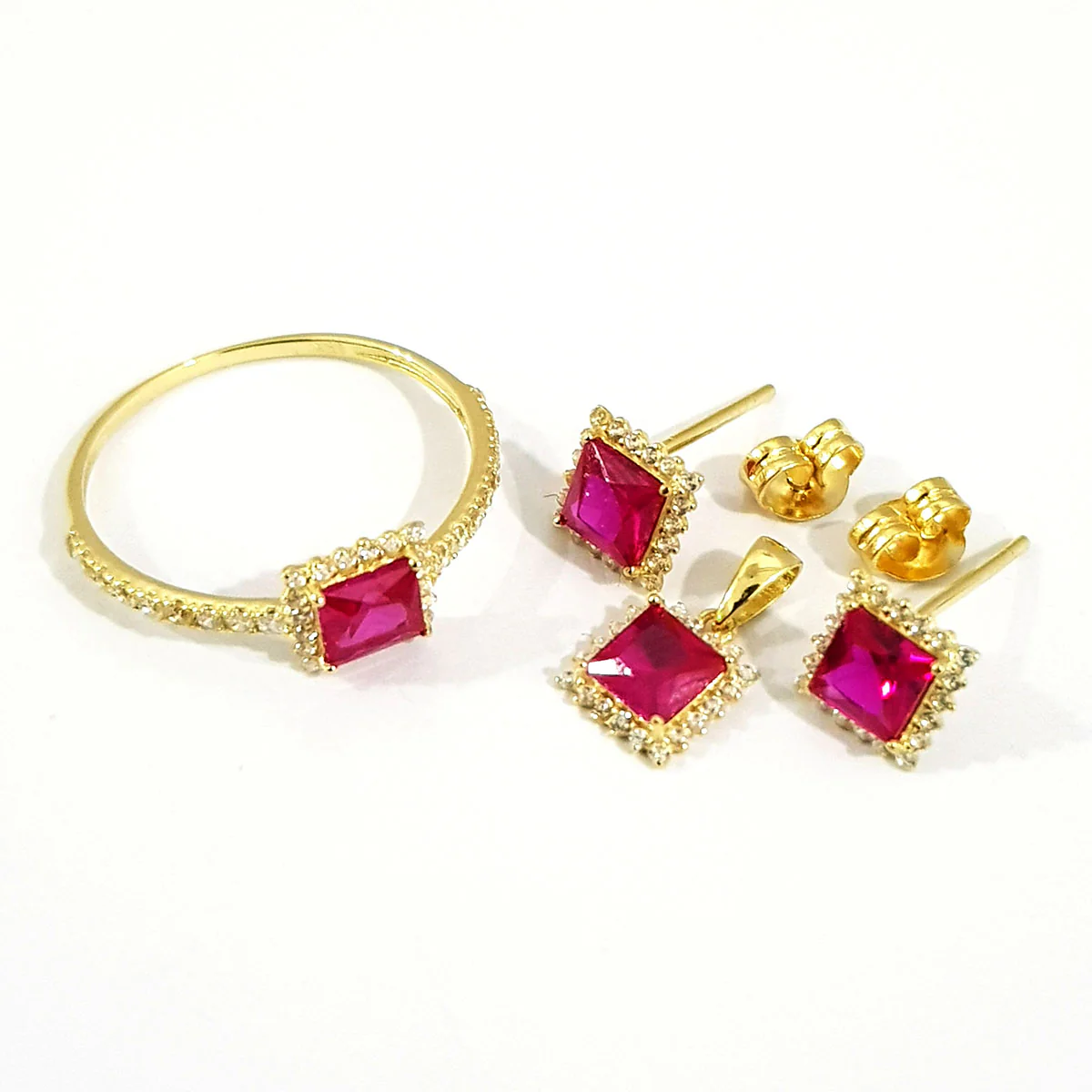 18K Pure Gold Stone Jewelry Set - Image 2