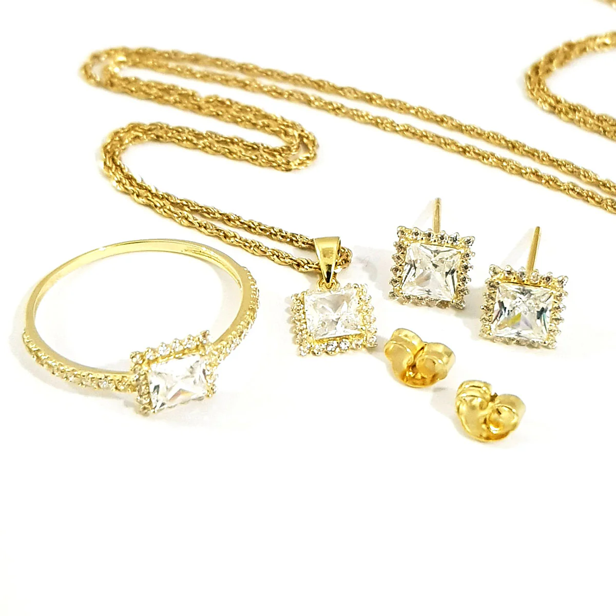 18K Pure Gold Stone Jewelry Set - Image 2