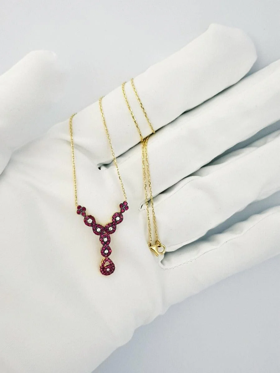 18K Pure Gold Swarski Necklace - Image 8