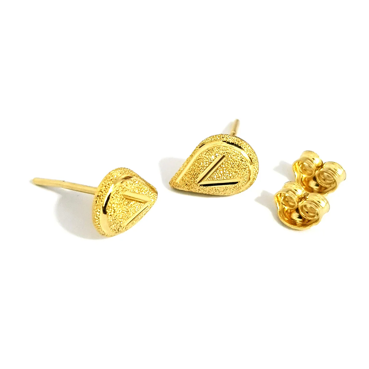 18K Pure Gold Teardrop Design Earrings