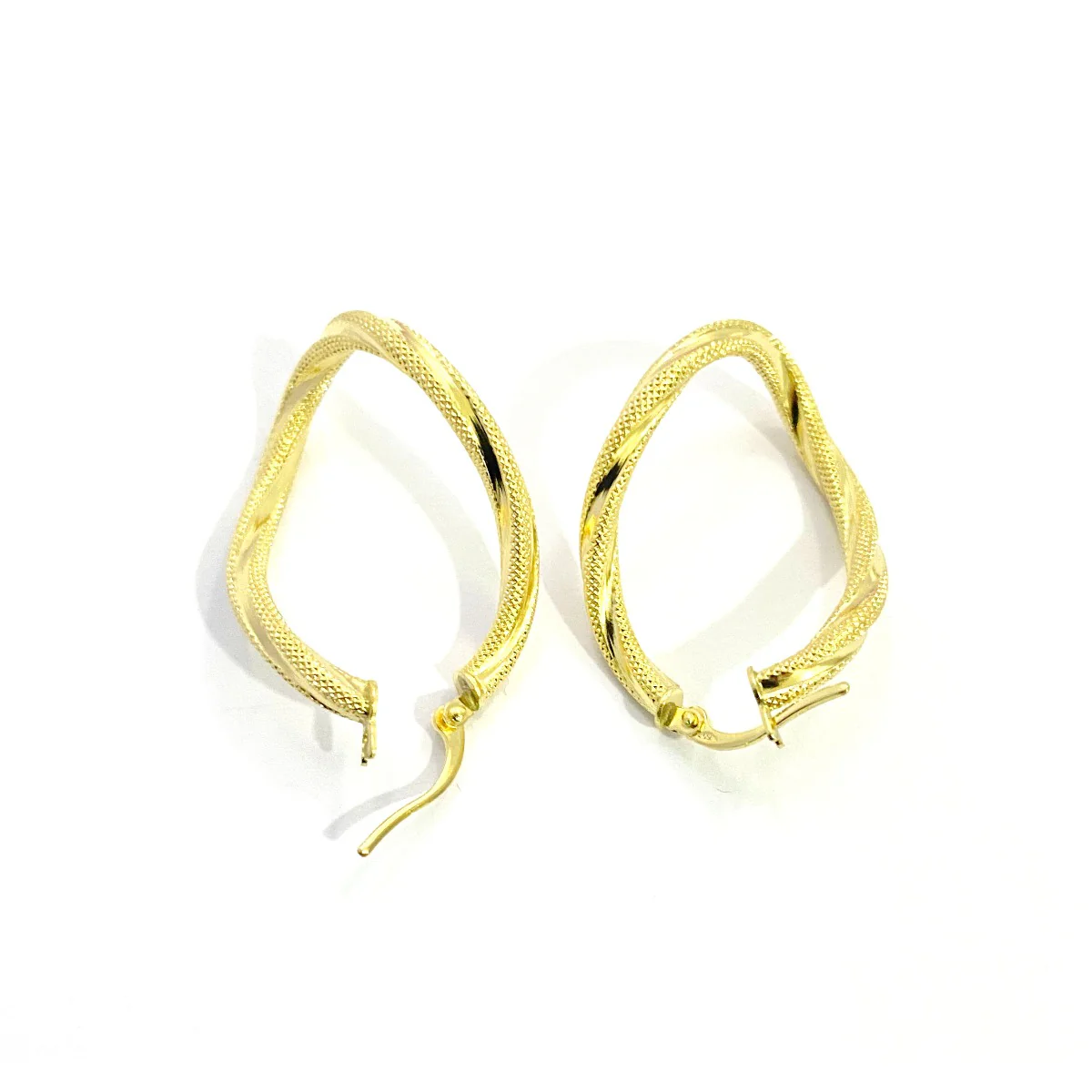 18K Pure Gold Twisted Hoop Earrings - Image 2