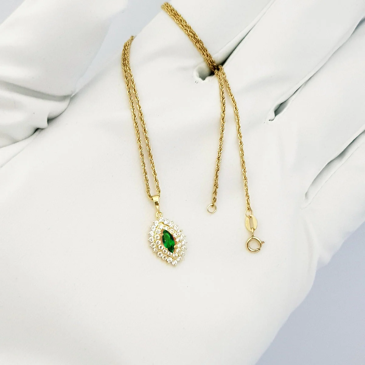 18K Pure Gold Zircon stone Necklace - Image 4